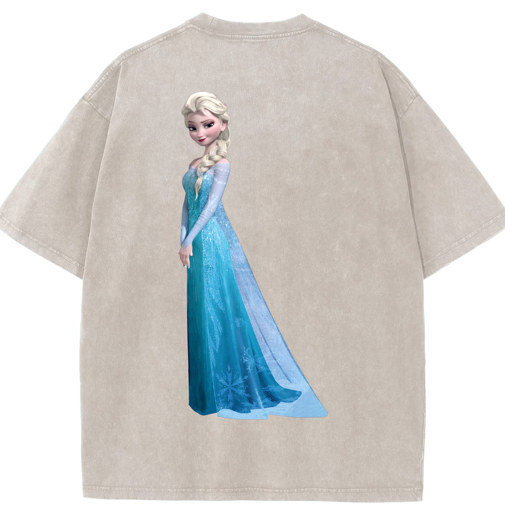 （画像用） アナと雪の女王 アンナ エルサ Frozen Anna Elsa 綿100% ヴィンテージ風 半袖Tシャツ（背面プリント）