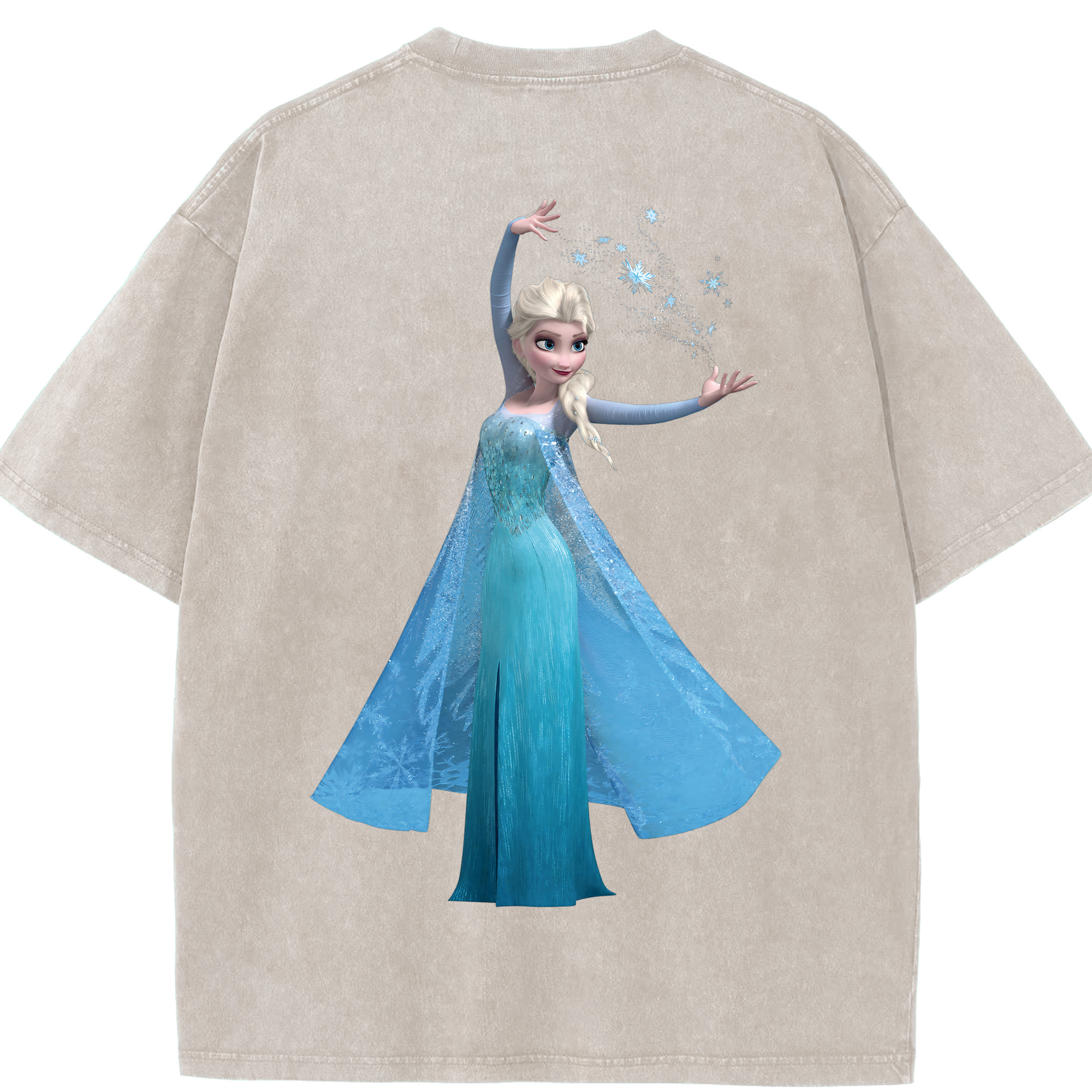 （画像用） アナと雪の女王 アンナ エルサ Frozen Anna Elsa 綿100% ヴィンテージ風 半袖Tシャツ（背面プリント）