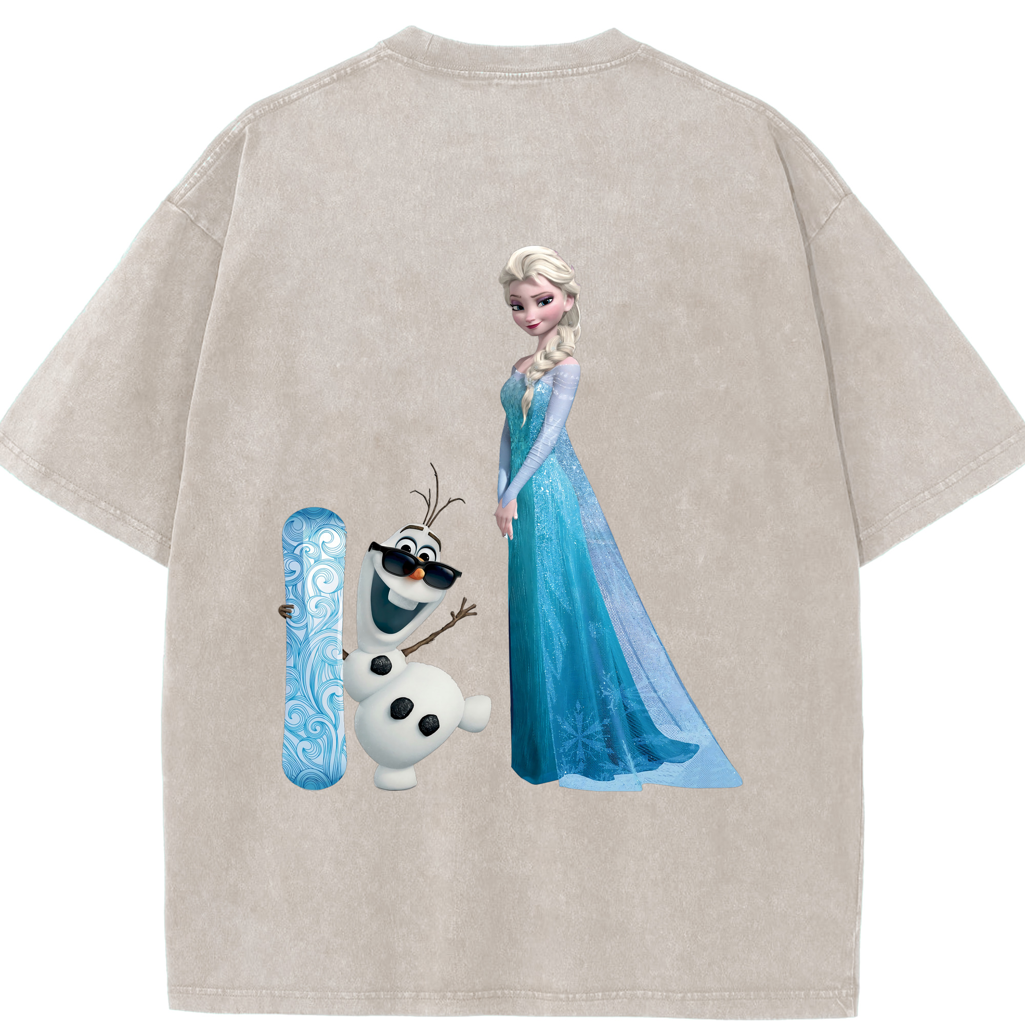 アナと雪の女王 アンナ エルサ Frozen Anna Elsa 綿100% ヴィンテージ風 半袖Tシャツ（背面プリント）