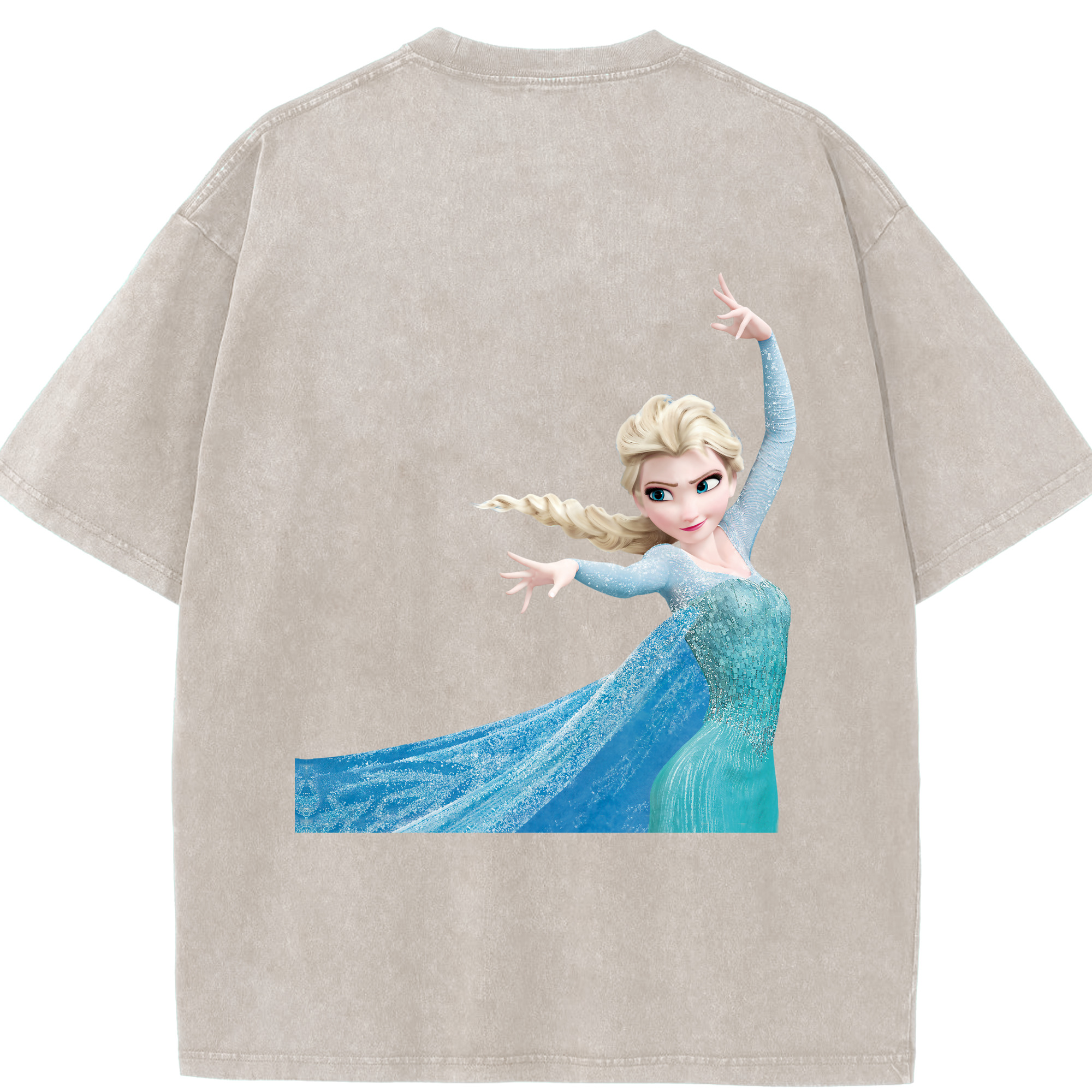 （画像用） アナと雪の女王 アンナ エルサ Frozen Anna Elsa 綿100% ヴィンテージ風 半袖Tシャツ（背面プリント）