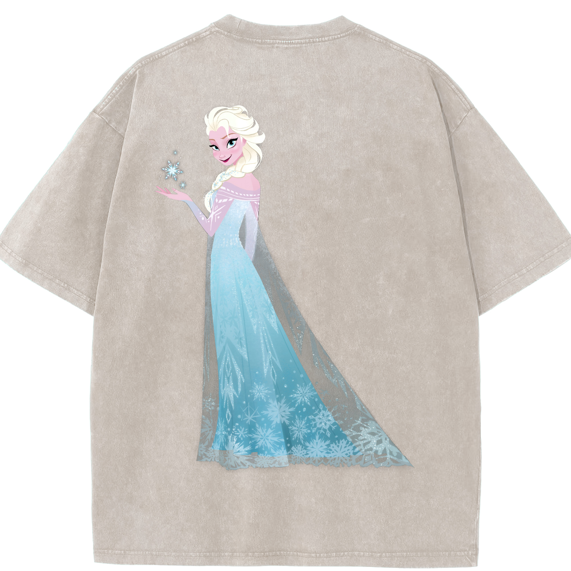 （画像用） アナと雪の女王 アンナ エルサ Frozen Anna Elsa 綿100% ヴィンテージ風 半袖Tシャツ（背面プリント）