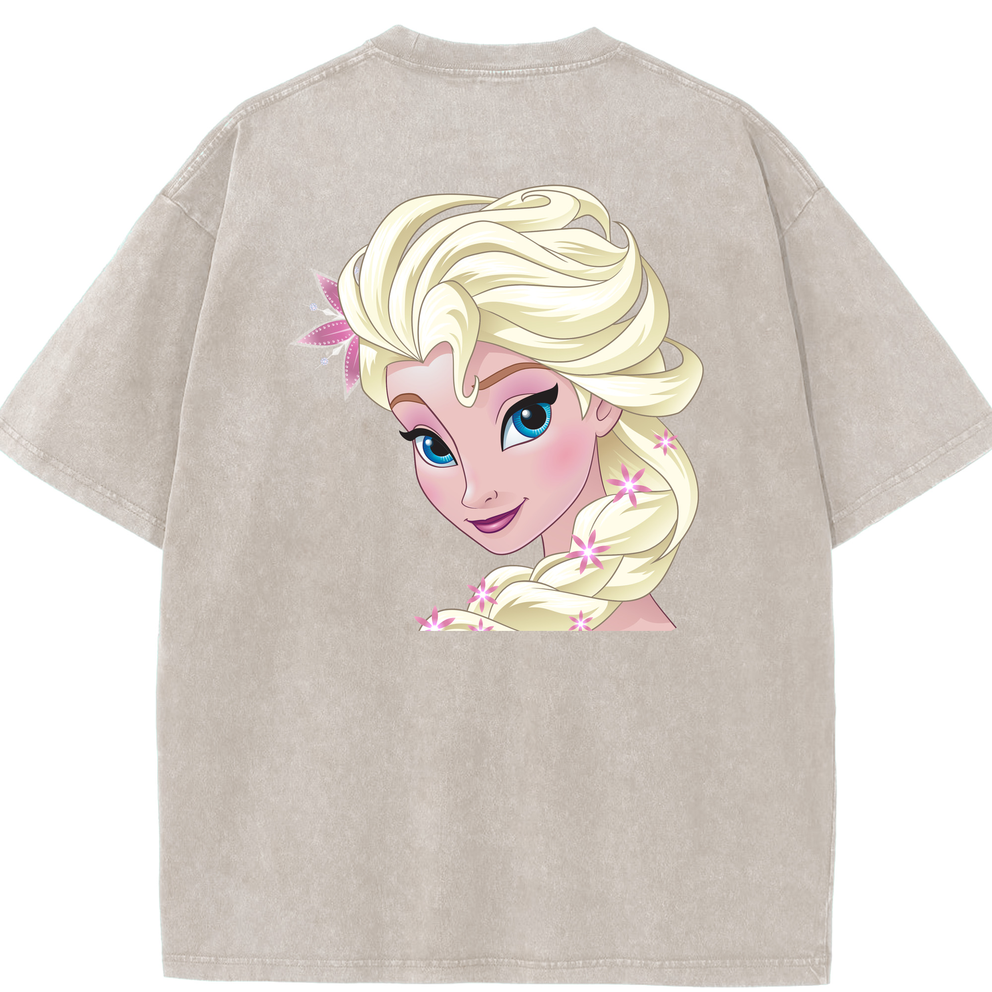 （画像用） アナと雪の女王 アンナ エルサ Frozen Anna Elsa 綿100% ヴィンテージ風 半袖Tシャツ（背面プリント）