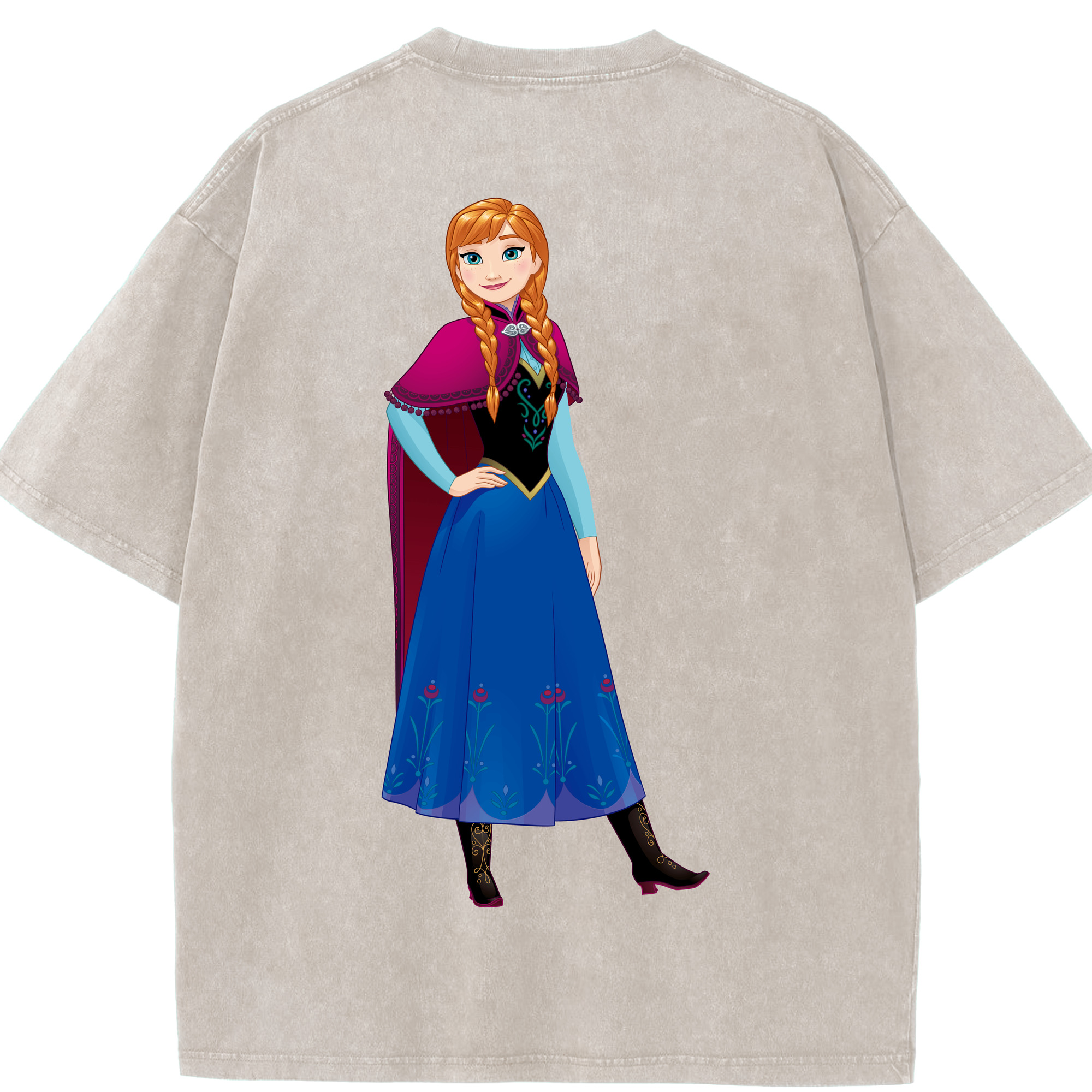 （画像用） アナと雪の女王 アンナ エルサ Frozen Anna Elsa 綿100% ヴィンテージ風 半袖Tシャツ（背面プリント）
