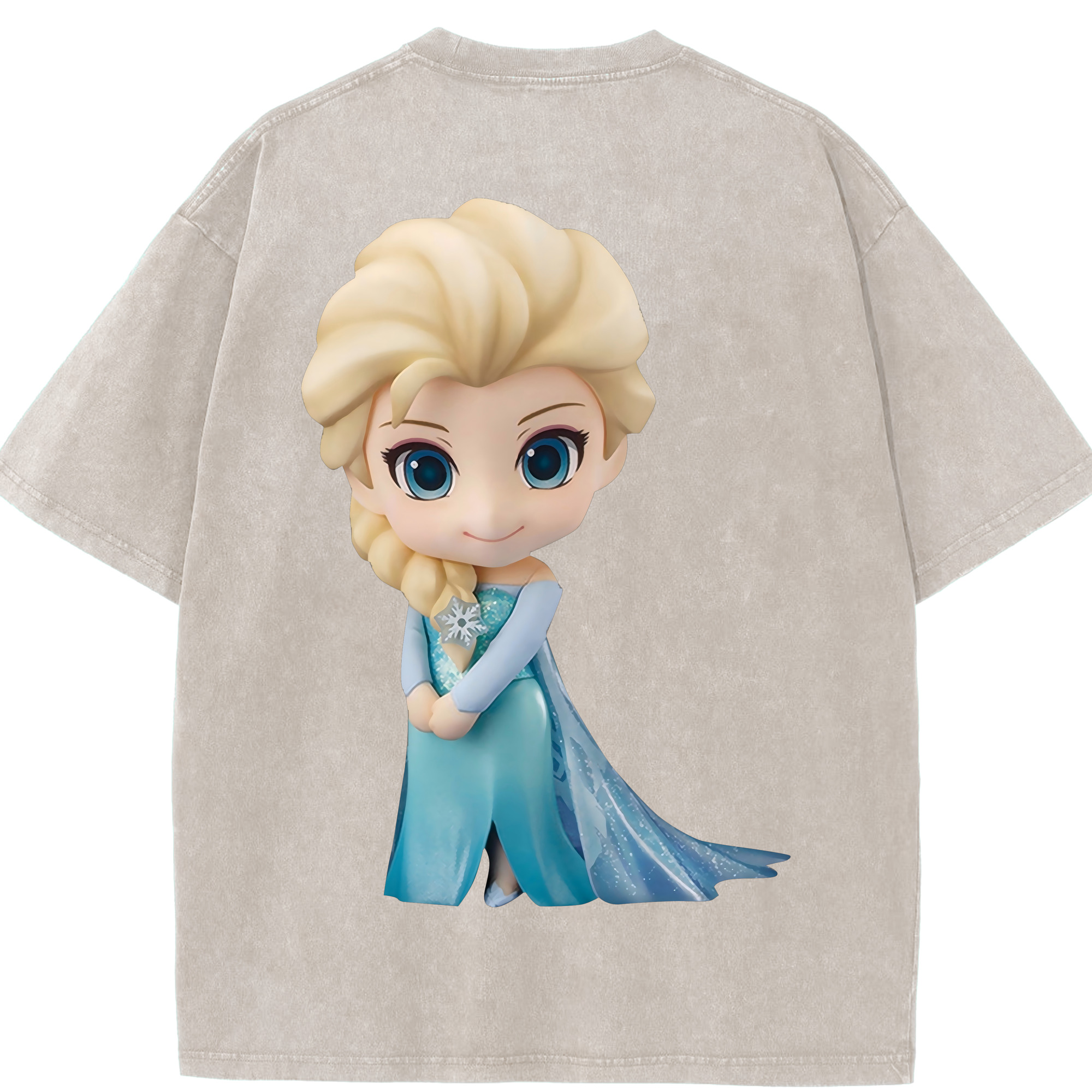 アナと雪の女王 アンナ エルサ Frozen Anna Elsa 綿100% ヴィンテージ風 半袖Tシャツ（背面プリント）