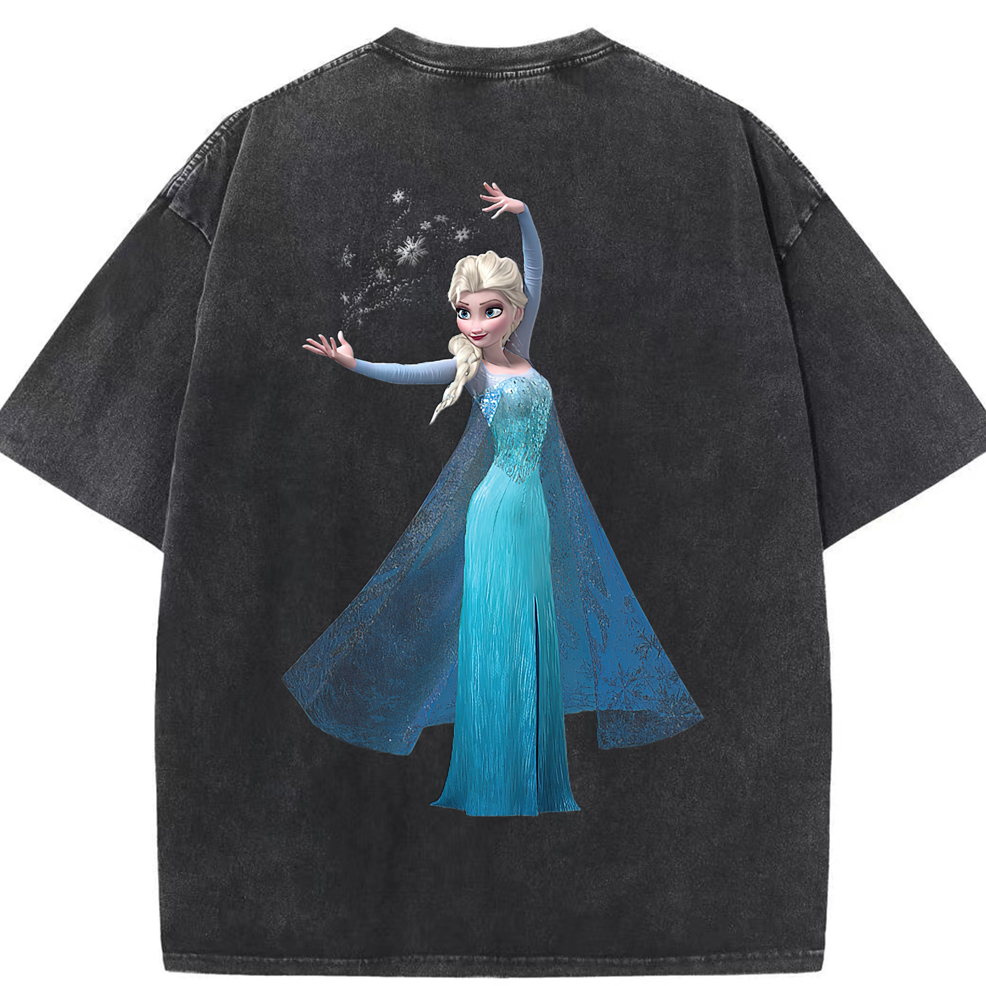 （画像用） アナと雪の女王 アンナ エルサ Frozen Anna Elsa 綿100% ヴィンテージ風 半袖Tシャツ（背面プリント）