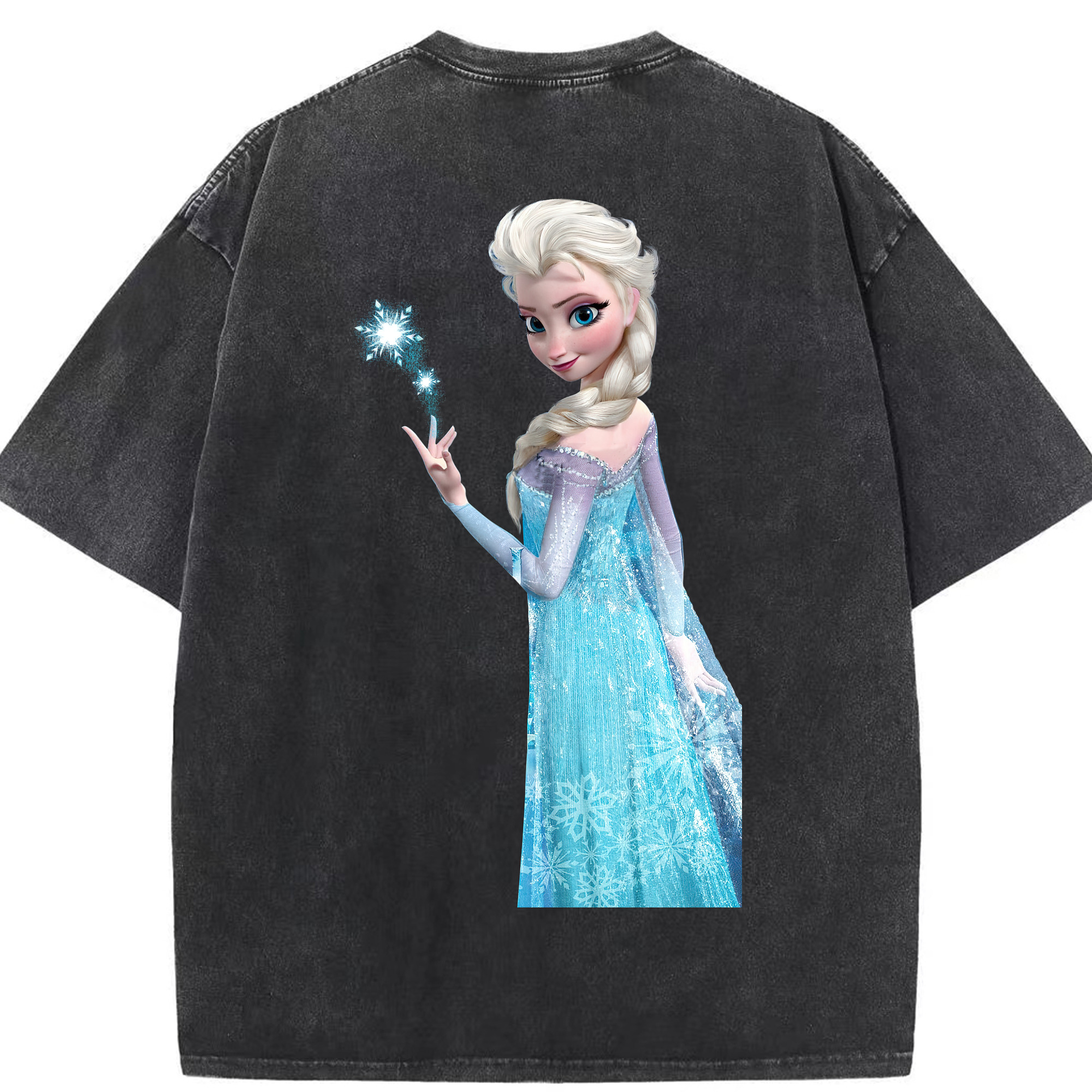（画像用） アナと雪の女王 アンナ エルサ Frozen Anna Elsa 綿100% ヴィンテージ風 半袖Tシャツ（背面プリント）