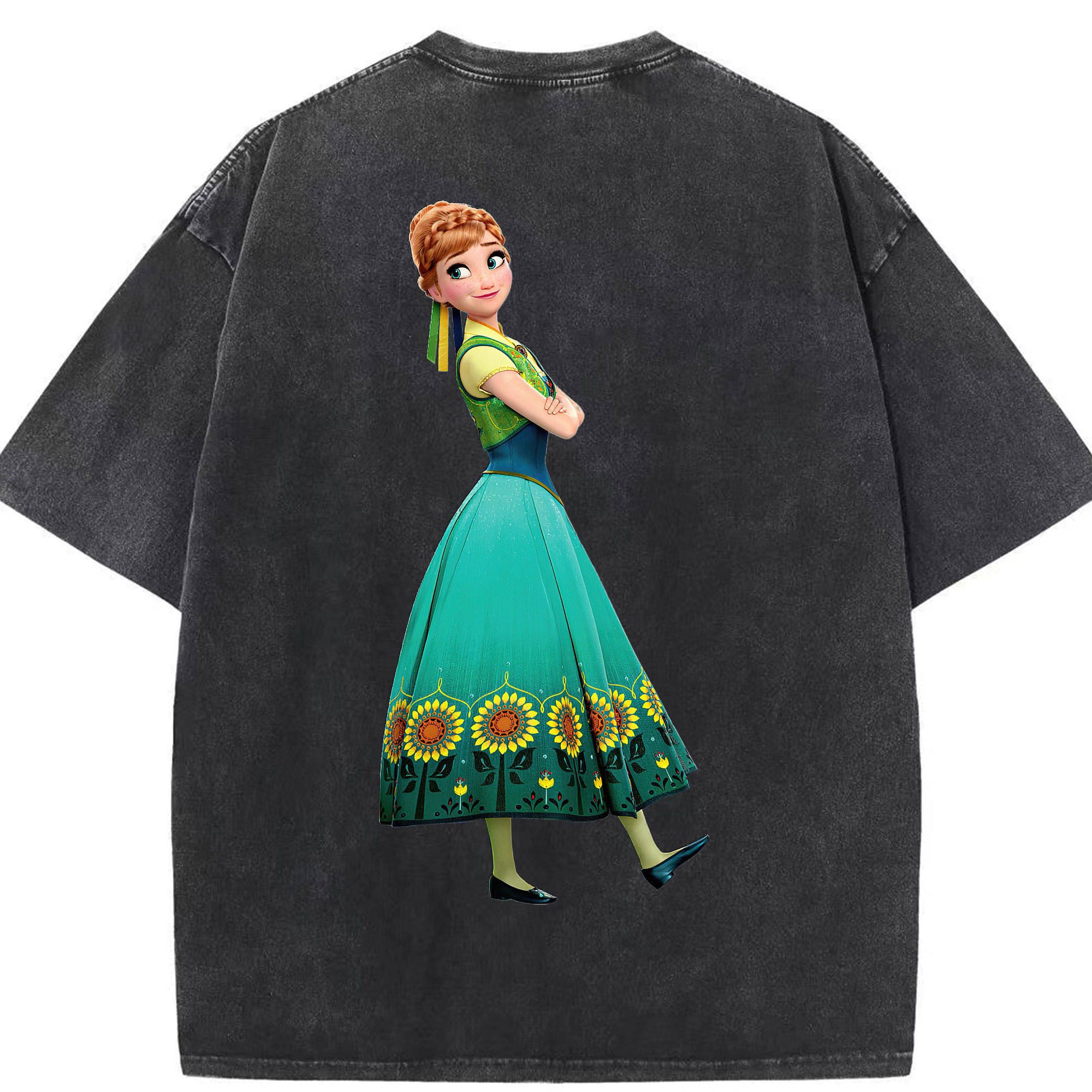 （画像用） アナと雪の女王 アンナ エルサ Frozen Anna Elsa 綿100% ヴィンテージ風 半袖Tシャツ（背面プリント）