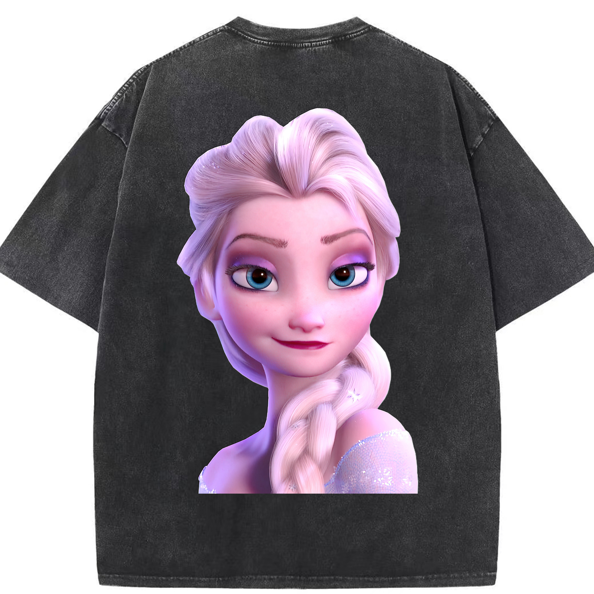 （画像用） アナと雪の女王 アンナ エルサ Frozen Anna Elsa 綿100% ヴィンテージ風 半袖Tシャツ（背面プリント）