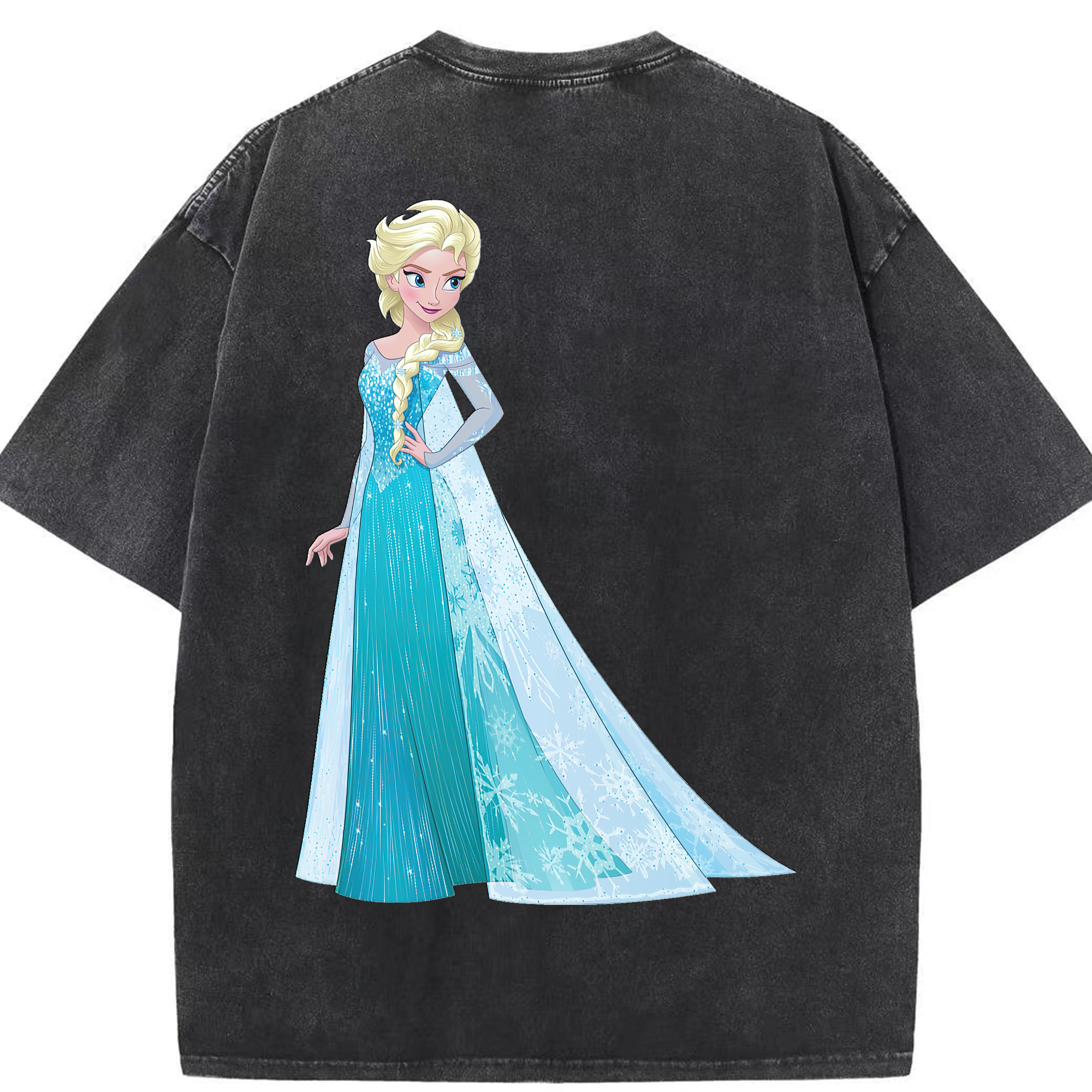（画像用） アナと雪の女王 アンナ エルサ Frozen Anna Elsa 綿100% ヴィンテージ風 半袖Tシャツ（背面プリント）
