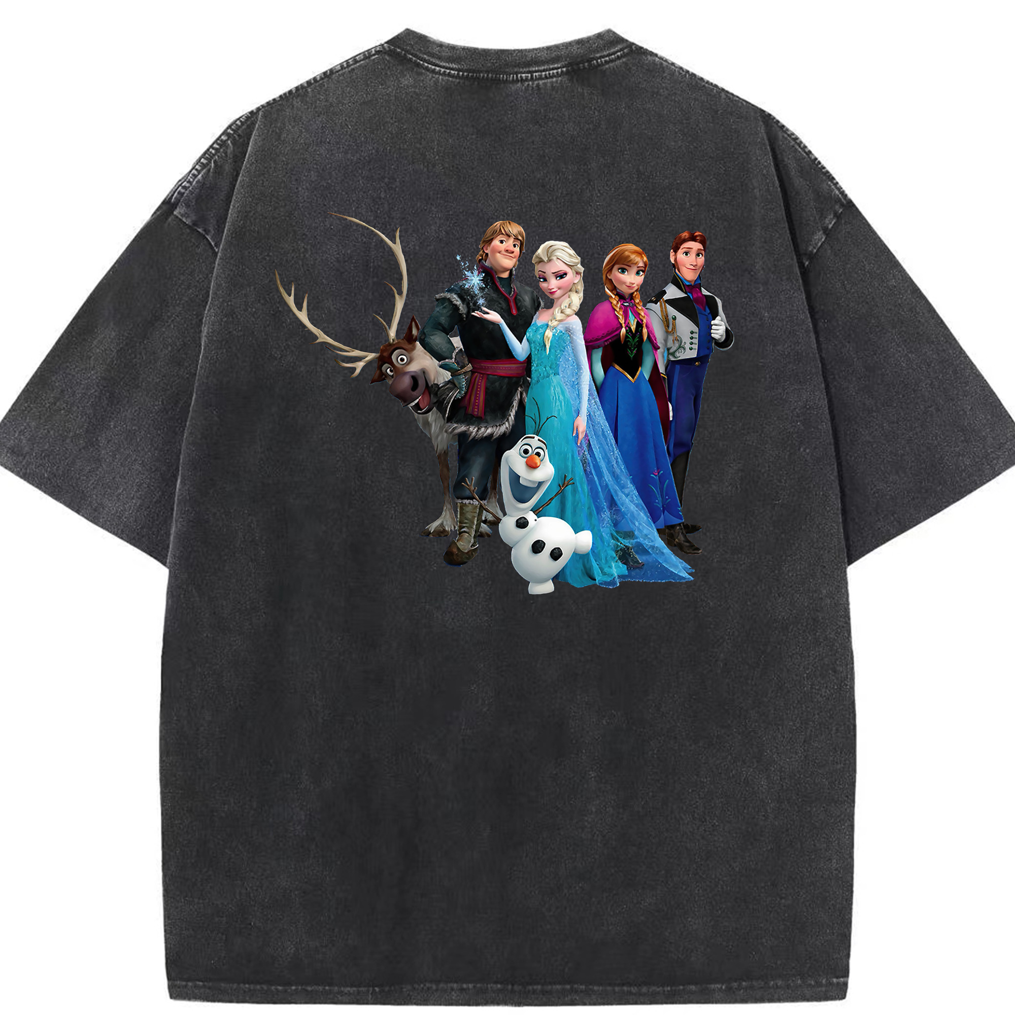 （画像用） アナと雪の女王 アンナ エルサ Frozen Anna Elsa 綿100% ヴィンテージ風 半袖Tシャツ（背面プリント）