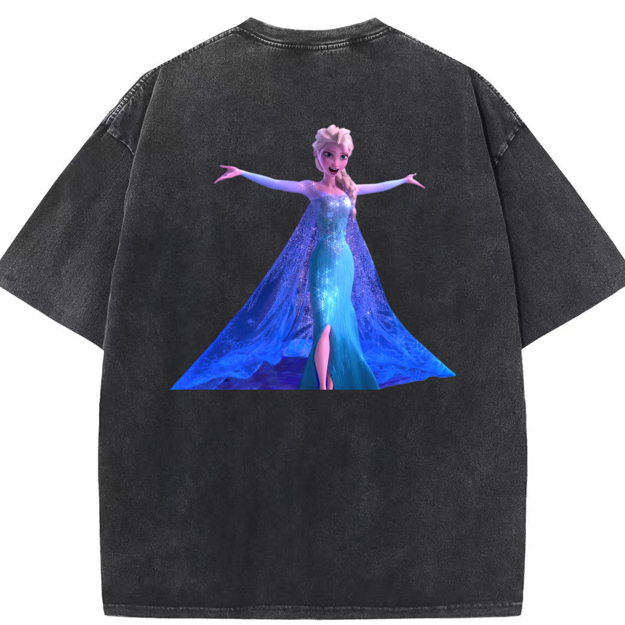 （画像用） アナと雪の女王 アンナ エルサ Frozen Anna Elsa 綿100% ヴィンテージ風 半袖Tシャツ（背面プリント）