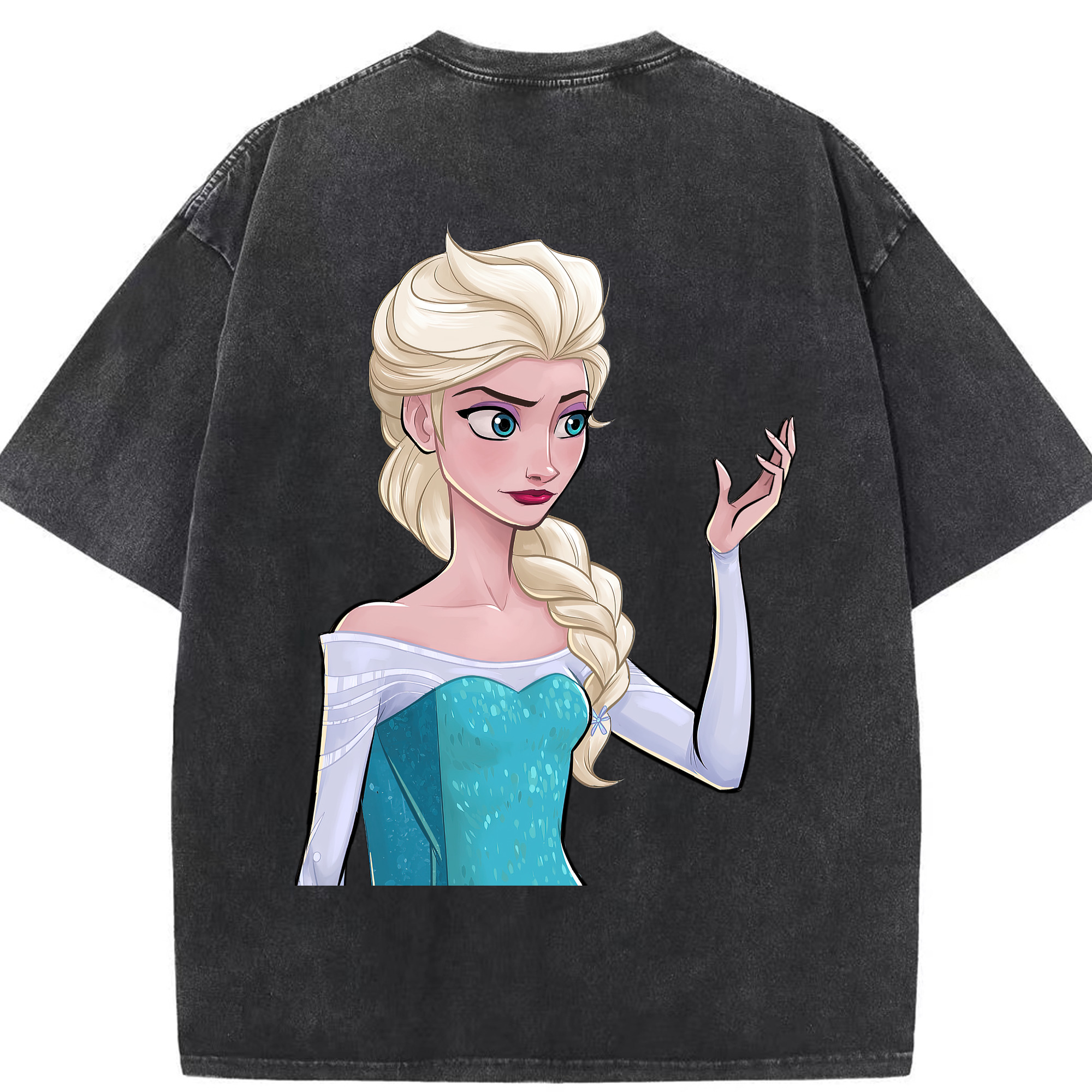 （画像用） アナと雪の女王 アンナ エルサ Frozen Anna Elsa 綿100% ヴィンテージ風 半袖Tシャツ（背面プリント）