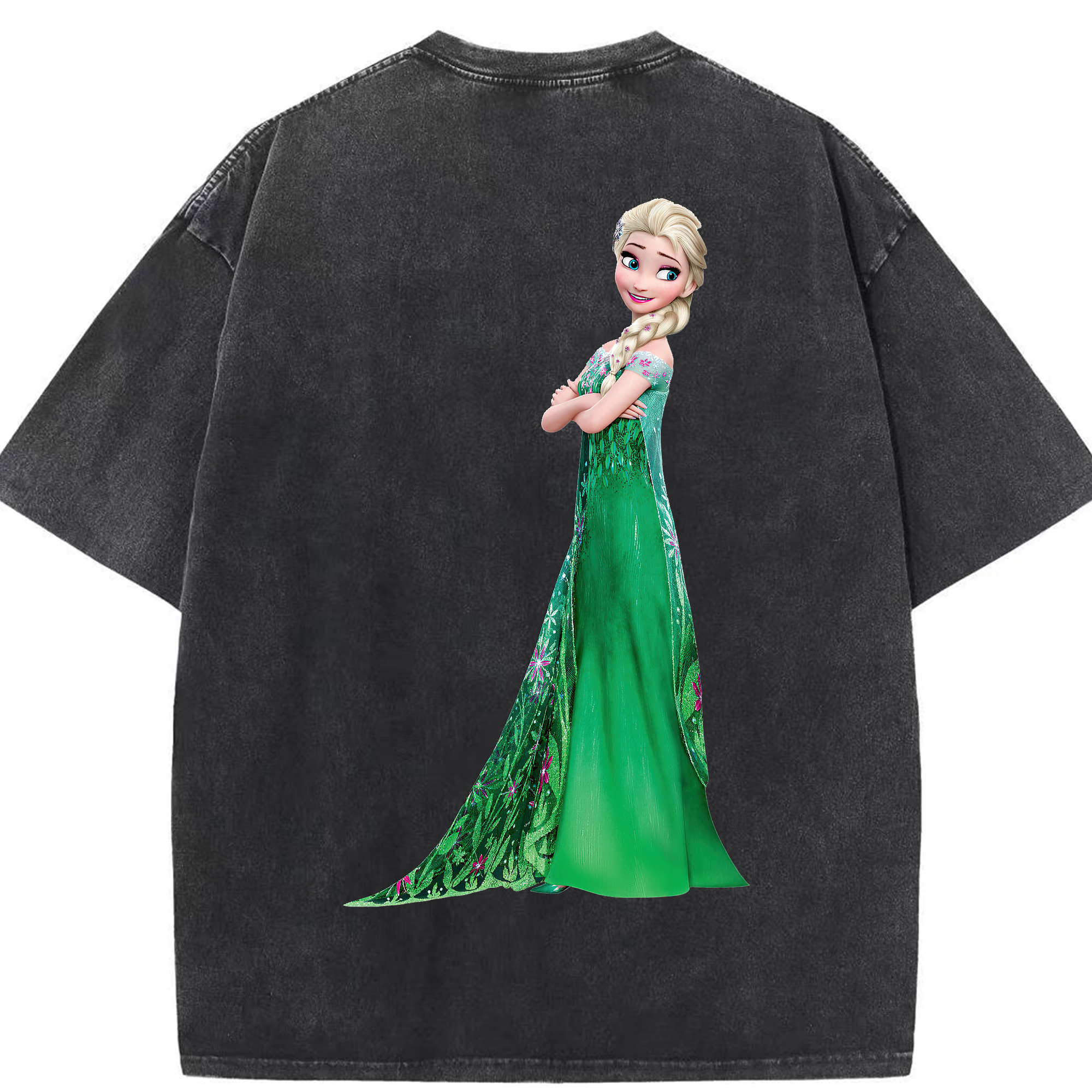 （画像用） アナと雪の女王 アンナ エルサ Frozen Anna Elsa 綿100% ヴィンテージ風 半袖Tシャツ（背面プリント）