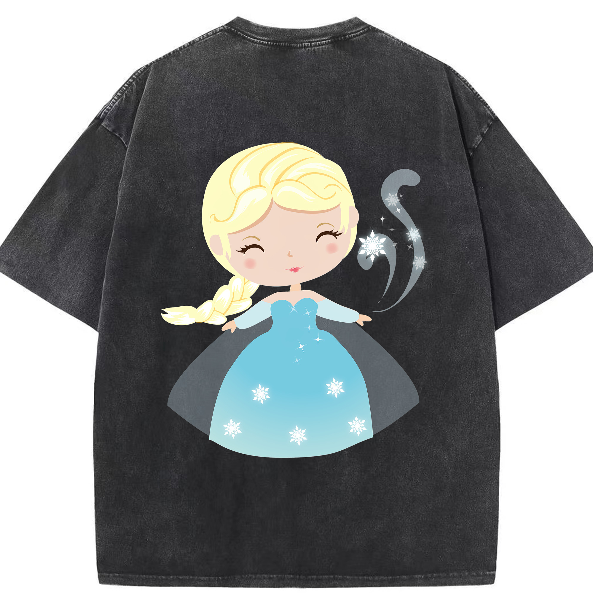 （画像用） アナと雪の女王 アンナ エルサ Frozen Anna Elsa 綿100% ヴィンテージ風 半袖Tシャツ（背面プリント）