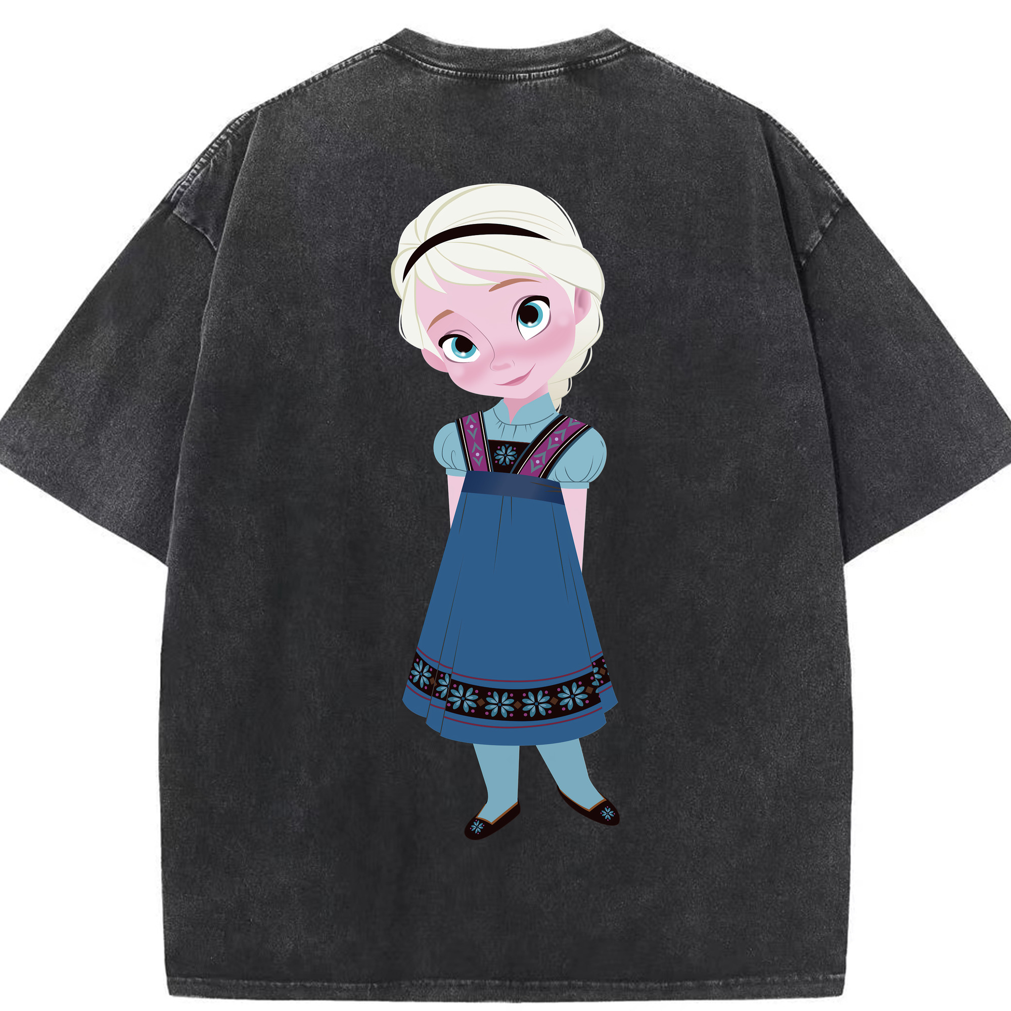（画像用） アナと雪の女王 アンナ エルサ Frozen Anna Elsa 綿100% ヴィンテージ風 半袖Tシャツ（背面プリント）