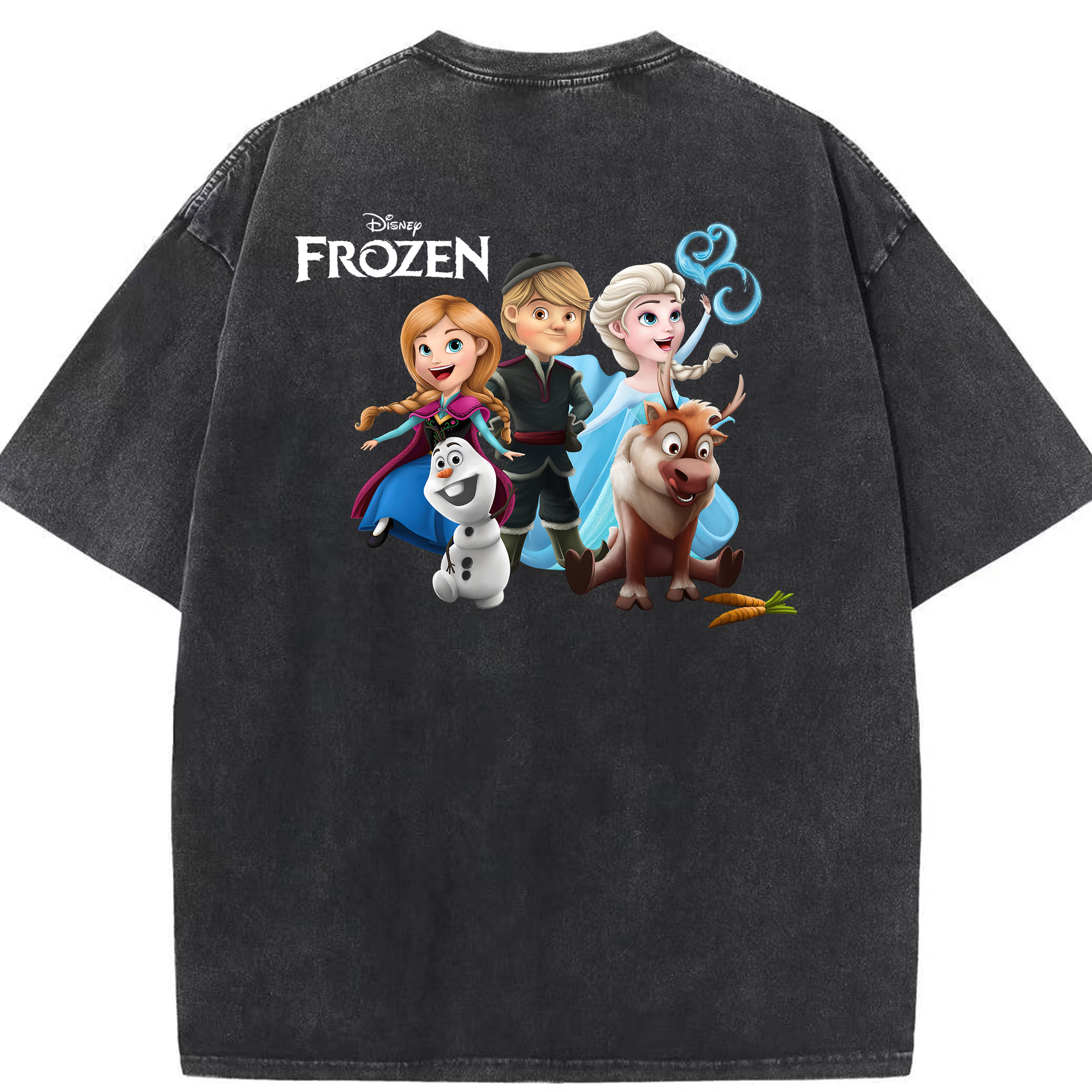 （画像用） アナと雪の女王 アンナ エルサ Frozen Anna Elsa 綿100% ヴィンテージ風 半袖Tシャツ（背面プリント）