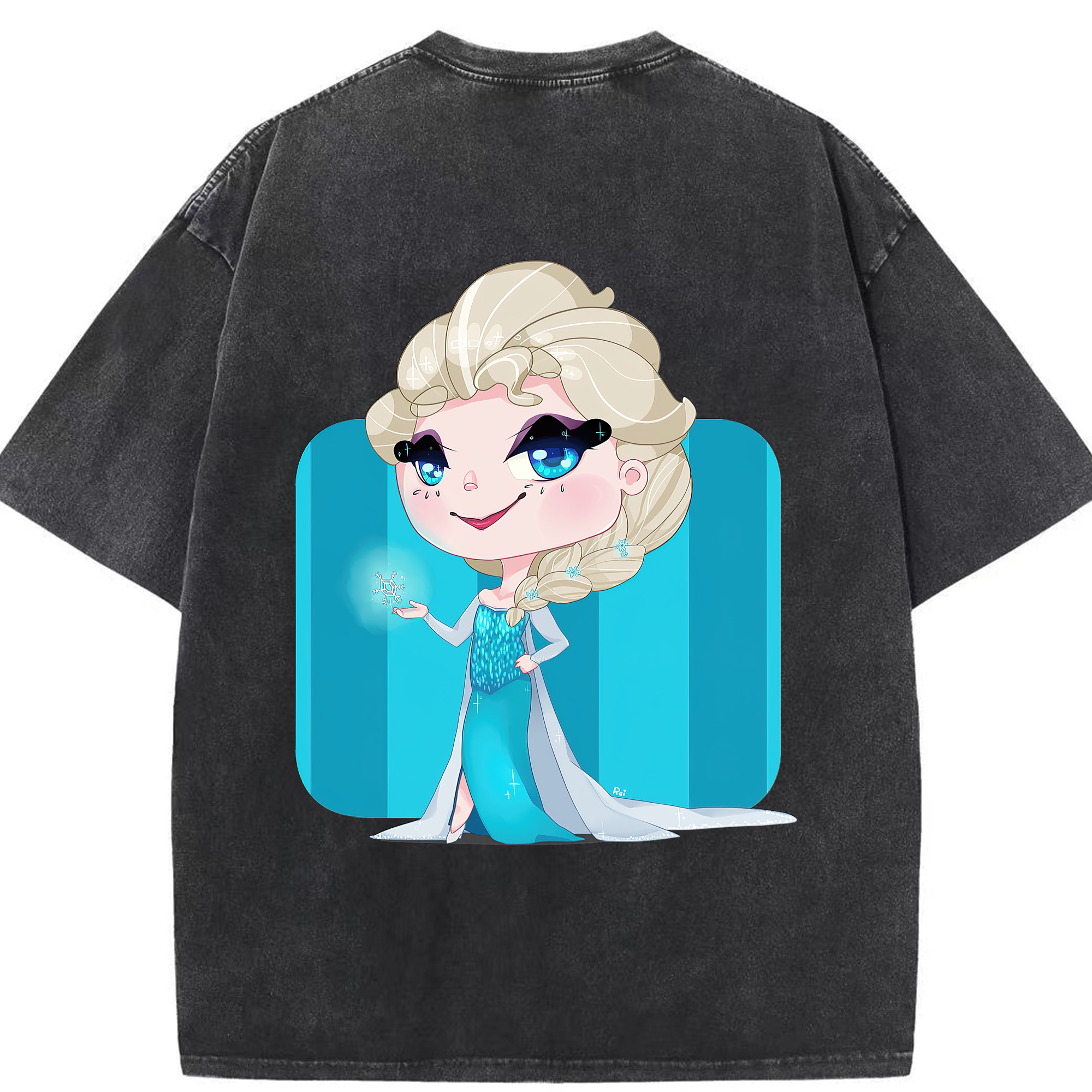 （画像用） アナと雪の女王 アンナ エルサ Frozen Anna Elsa 綿100% ヴィンテージ風 半袖Tシャツ（背面プリント）