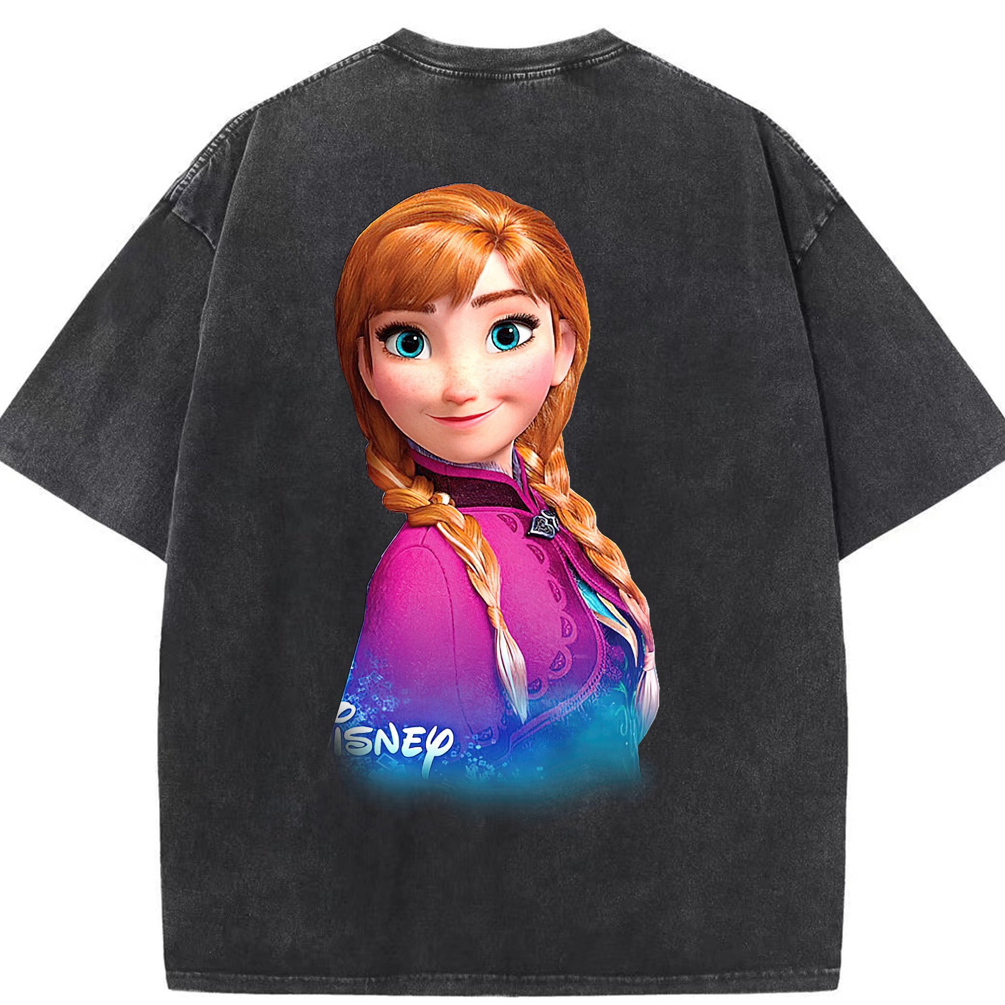 （画像用） アナと雪の女王 アンナ エルサ Frozen Anna Elsa 綿100% ヴィンテージ風 半袖Tシャツ（背面プリント）