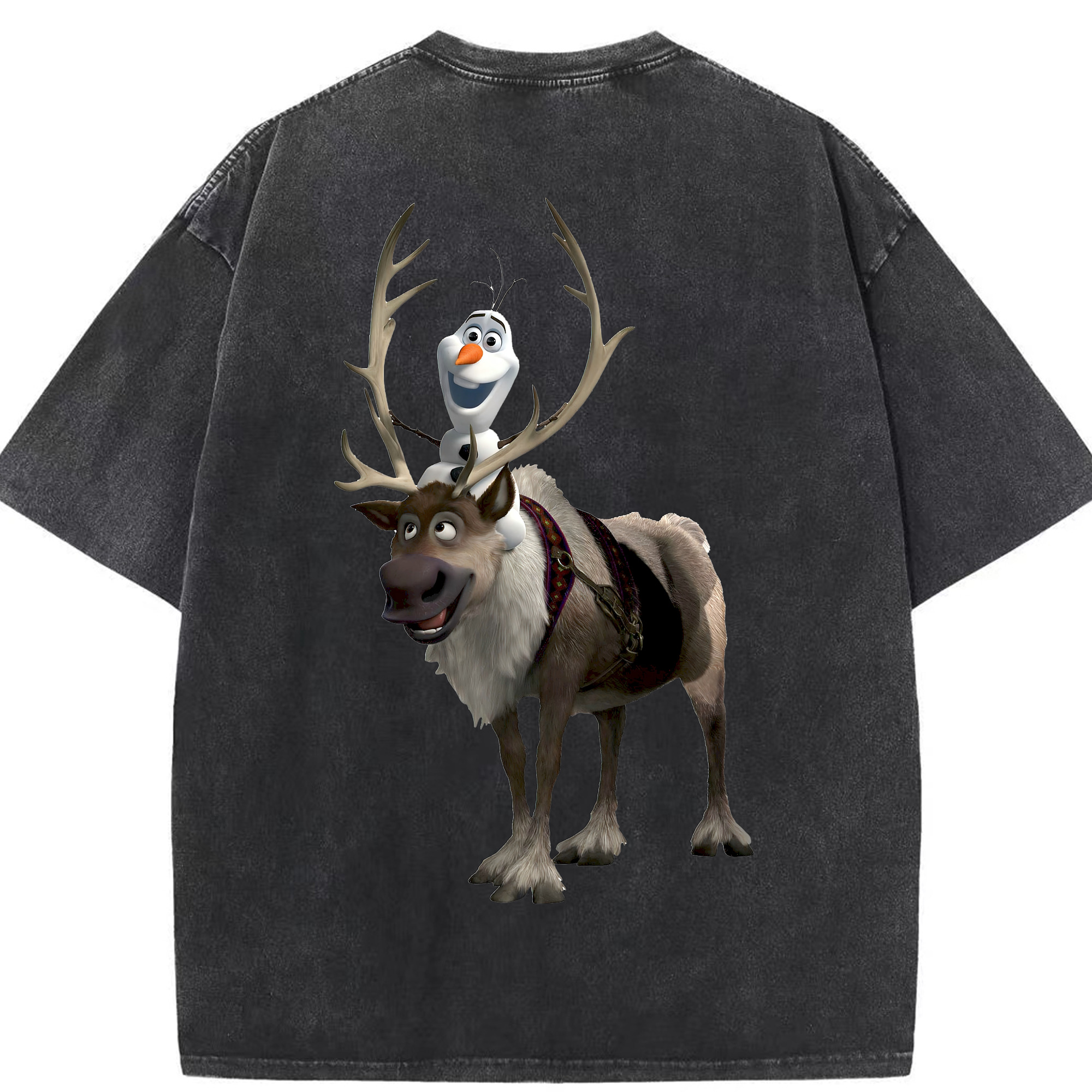 （画像用） アナと雪の女王 アンナ エルサ Frozen Anna Elsa 綿100% ヴィンテージ風 半袖Tシャツ（背面プリント）