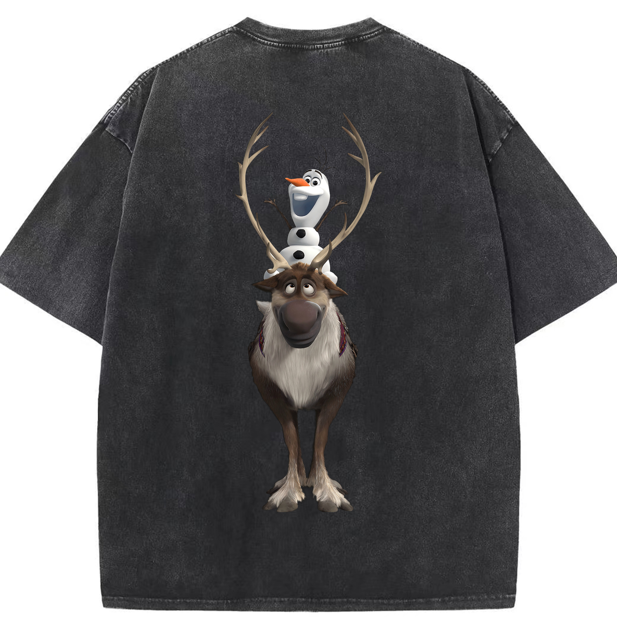 （画像用） アナと雪の女王 アンナ エルサ Frozen Anna Elsa 綿100% ヴィンテージ風 半袖Tシャツ（背面プリント）
