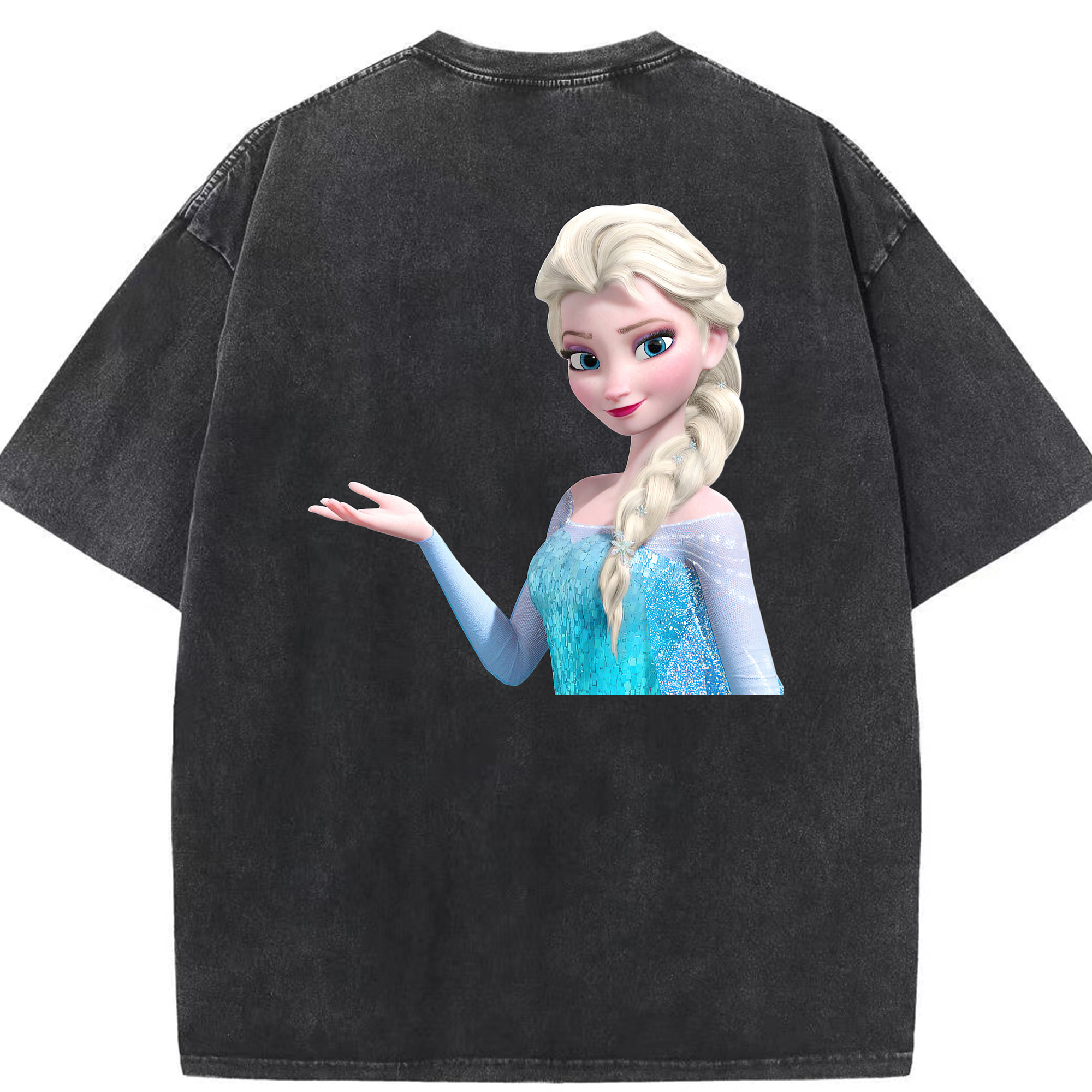 （画像用） アナと雪の女王 アンナ エルサ Frozen Anna Elsa 綿100% ヴィンテージ風 半袖Tシャツ（背面プリント）