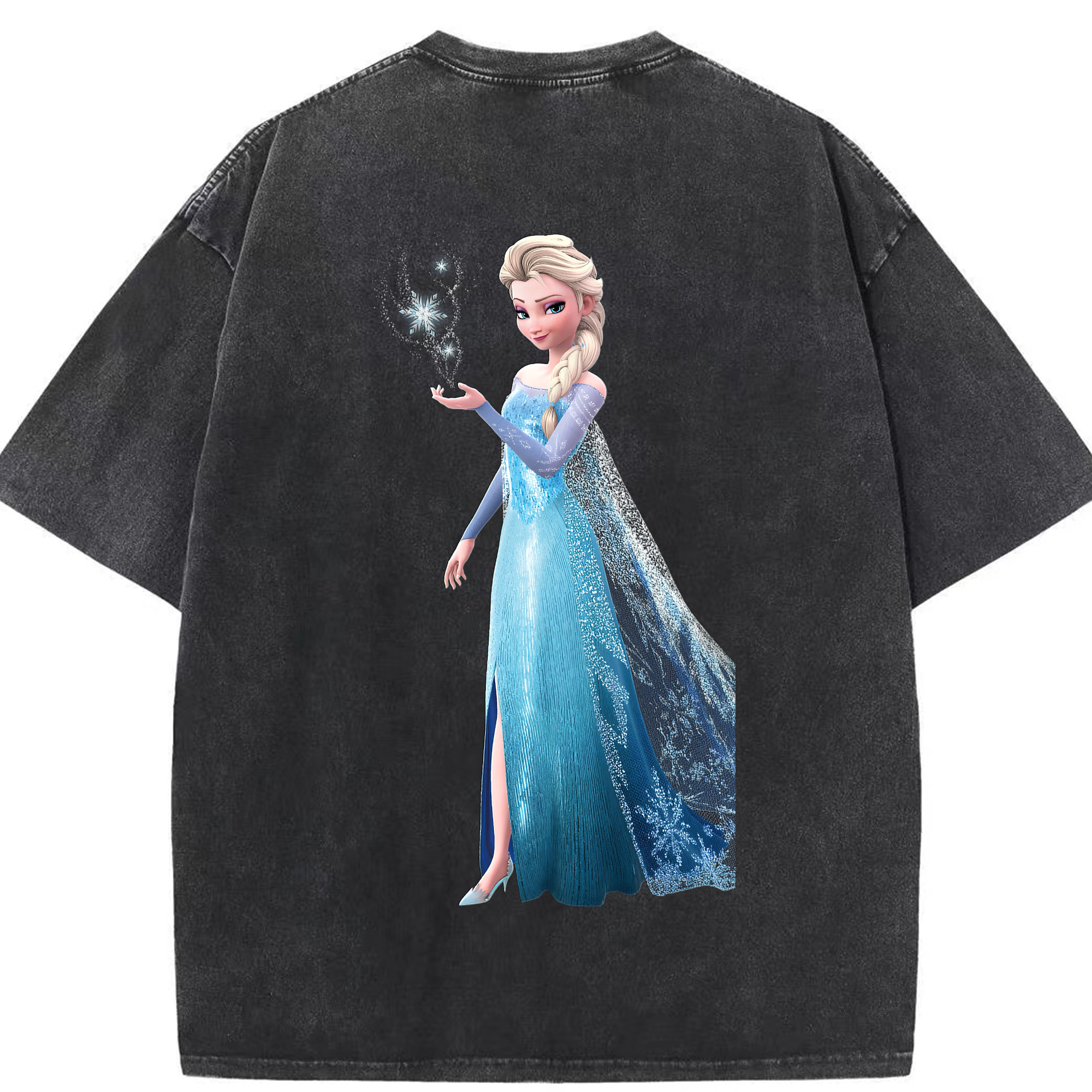 （画像用） アナと雪の女王 アンナ エルサ Frozen Anna Elsa 綿100% ヴィンテージ風 半袖Tシャツ（背面プリント）