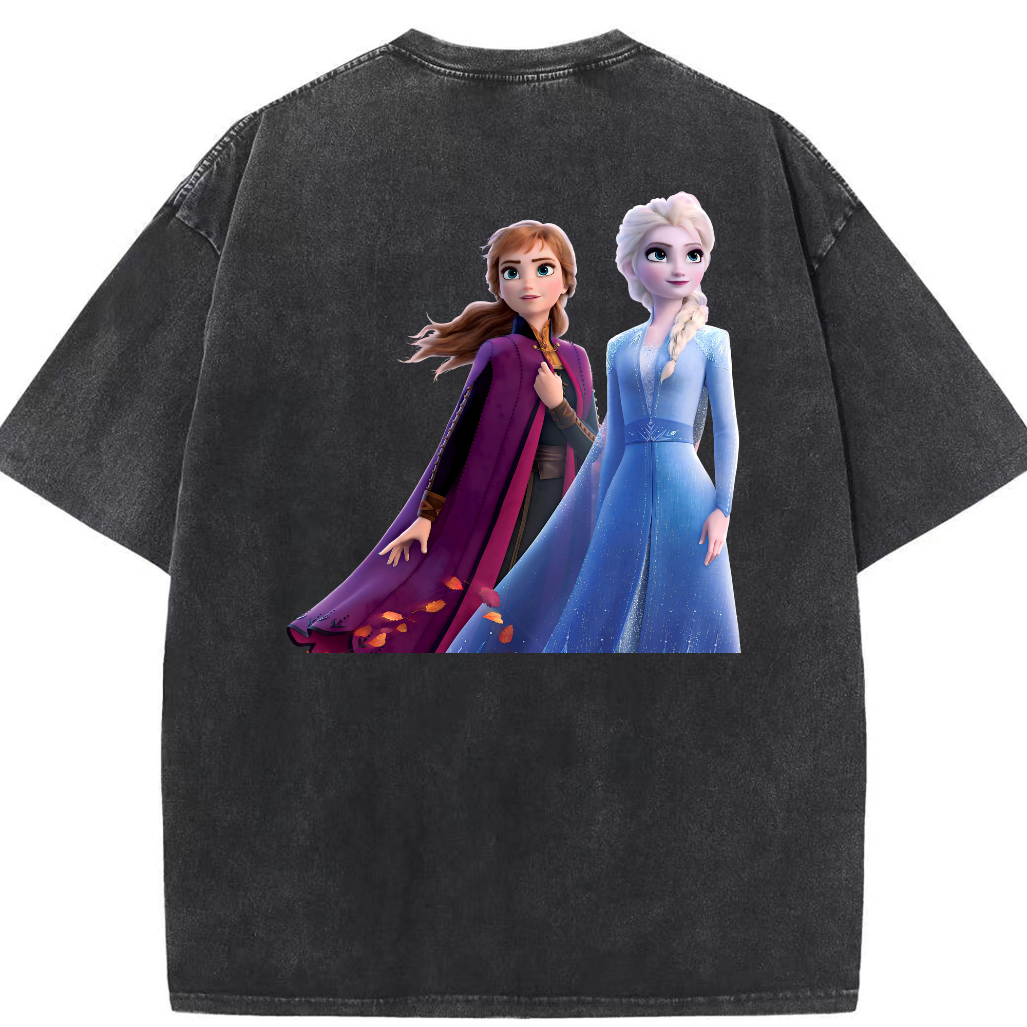 （画像用） アナと雪の女王 アンナ エルサ Frozen Anna Elsa 綿100% ヴィンテージ風 半袖Tシャツ（背面プリント）