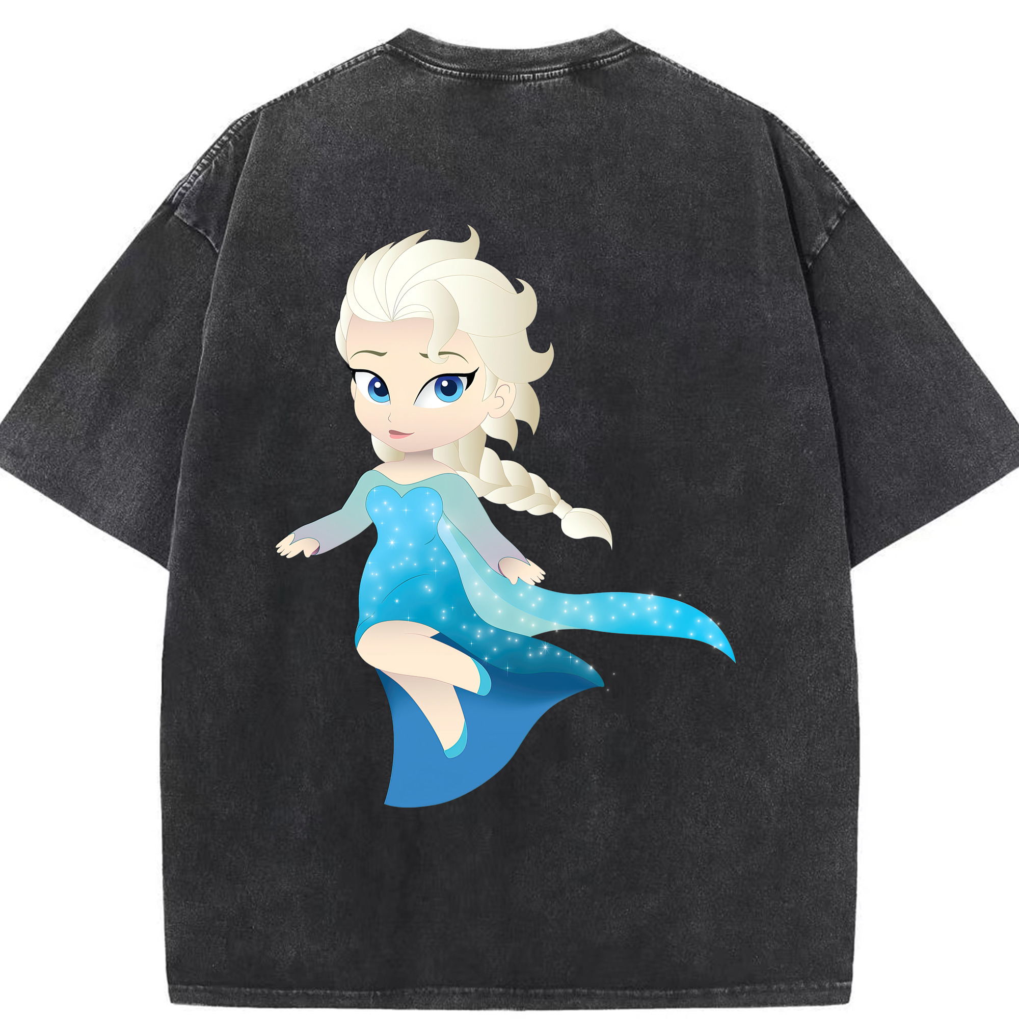 （画像用） アナと雪の女王 アンナ エルサ Frozen Anna Elsa 綿100% ヴィンテージ風 半袖Tシャツ（背面プリント）
