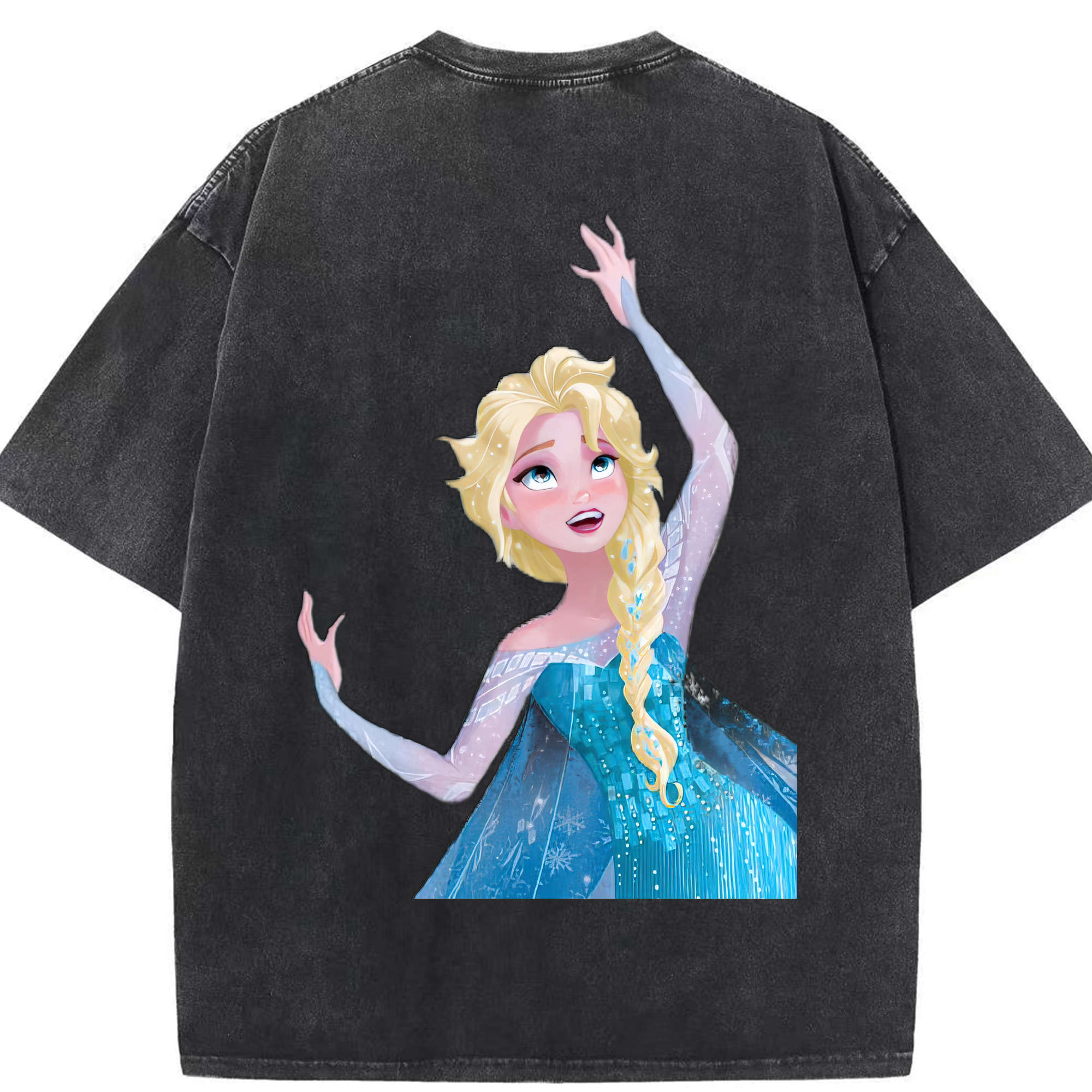 （画像用） アナと雪の女王 アンナ エルサ Frozen Anna Elsa 綿100% ヴィンテージ風 半袖Tシャツ（背面プリント）
