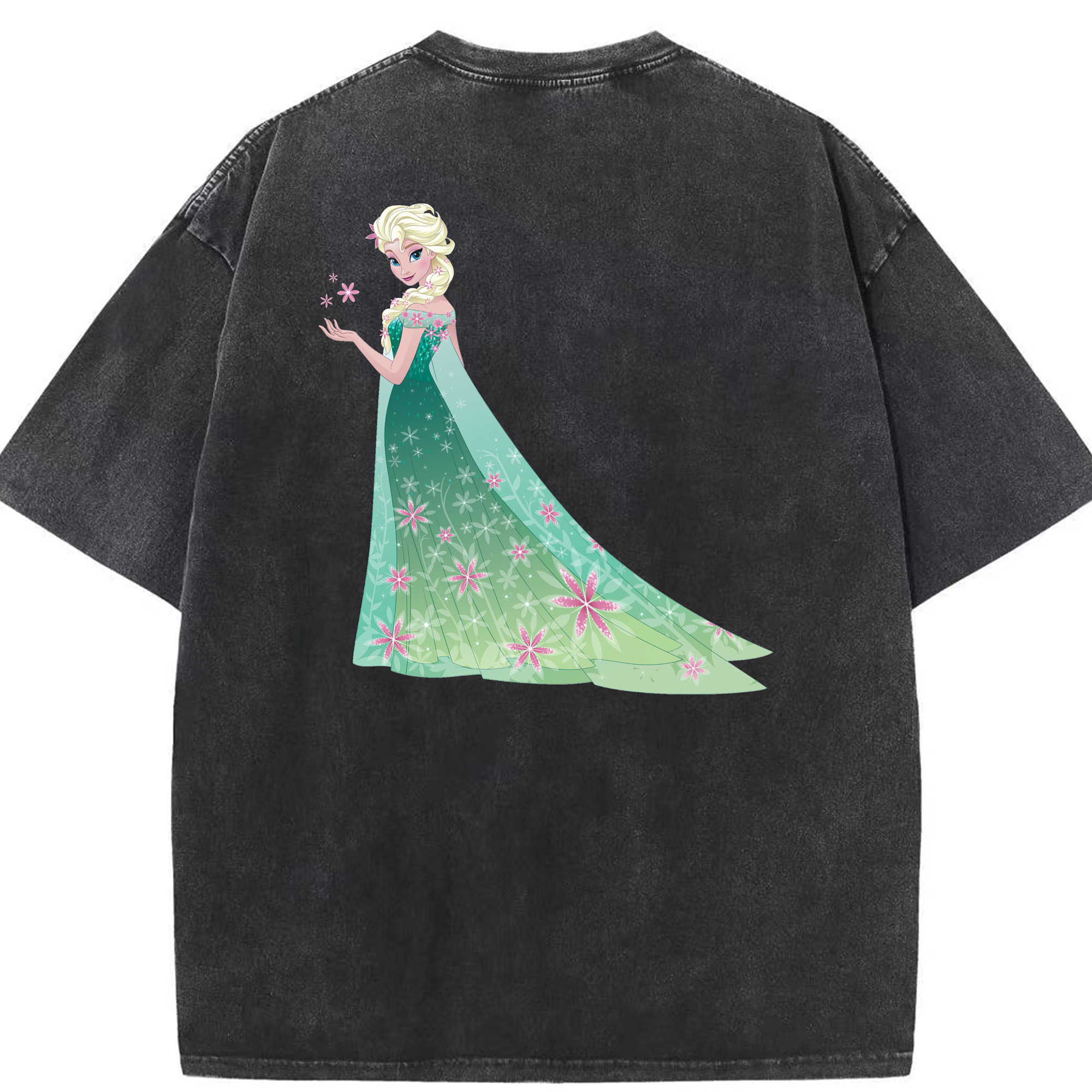 （画像用） アナと雪の女王 アンナ エルサ Frozen Anna Elsa 綿100% ヴィンテージ風 半袖Tシャツ（背面プリント）