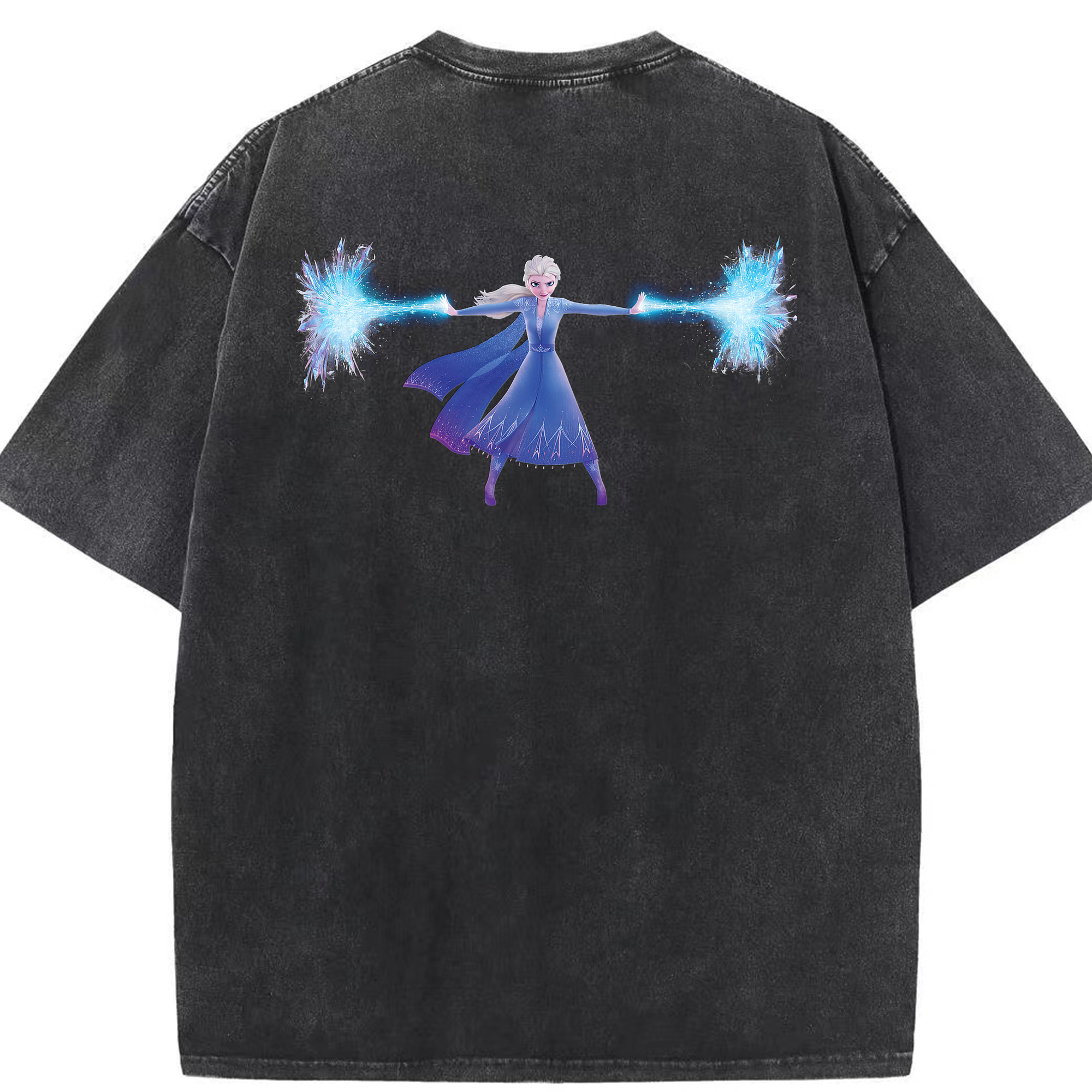（画像用） アナと雪の女王 アンナ エルサ Frozen Anna Elsa 綿100% ヴィンテージ風 半袖Tシャツ（背面プリント）