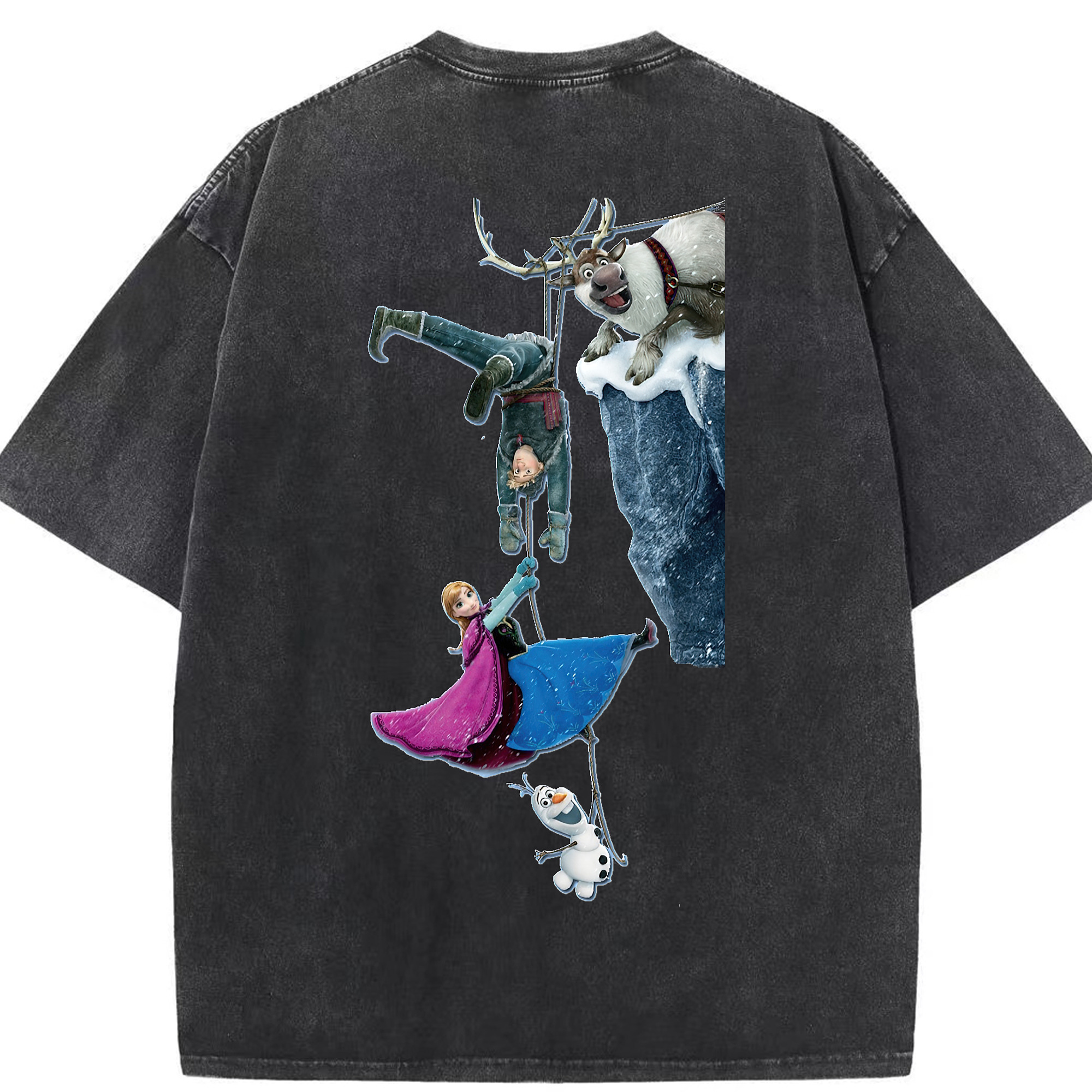 （画像用） アナと雪の女王 アンナ エルサ Frozen Anna Elsa 綿100% ヴィンテージ風 半袖Tシャツ（背面プリント）