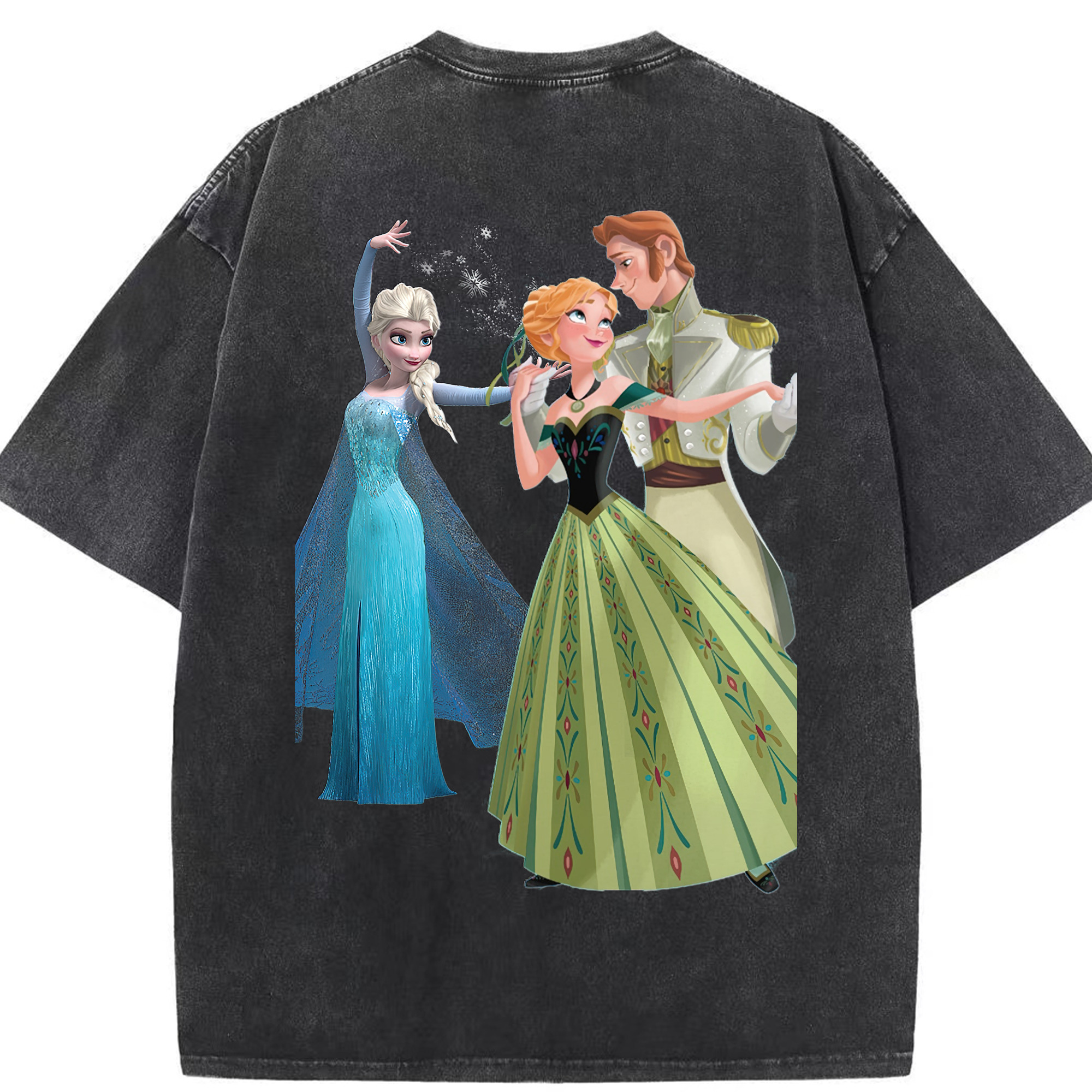 （画像用） アナと雪の女王 アンナ エルサ Frozen Anna Elsa 綿100% ヴィンテージ風 半袖Tシャツ（背面プリント）