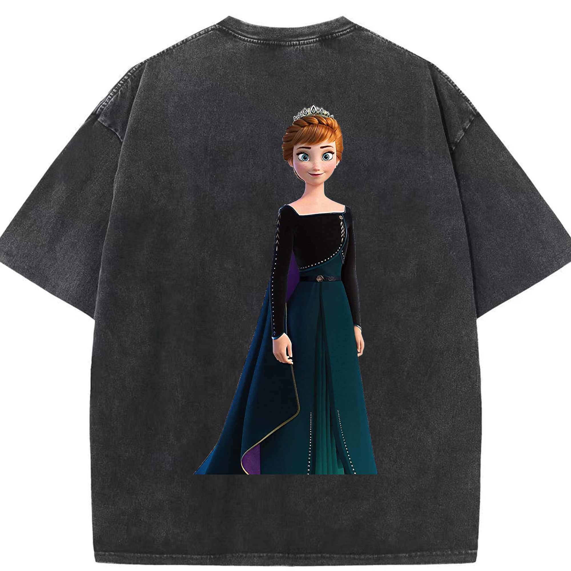 （画像用） アナと雪の女王 アンナ エルサ Frozen Anna Elsa 綿100% ヴィンテージ風 半袖Tシャツ（背面プリント）