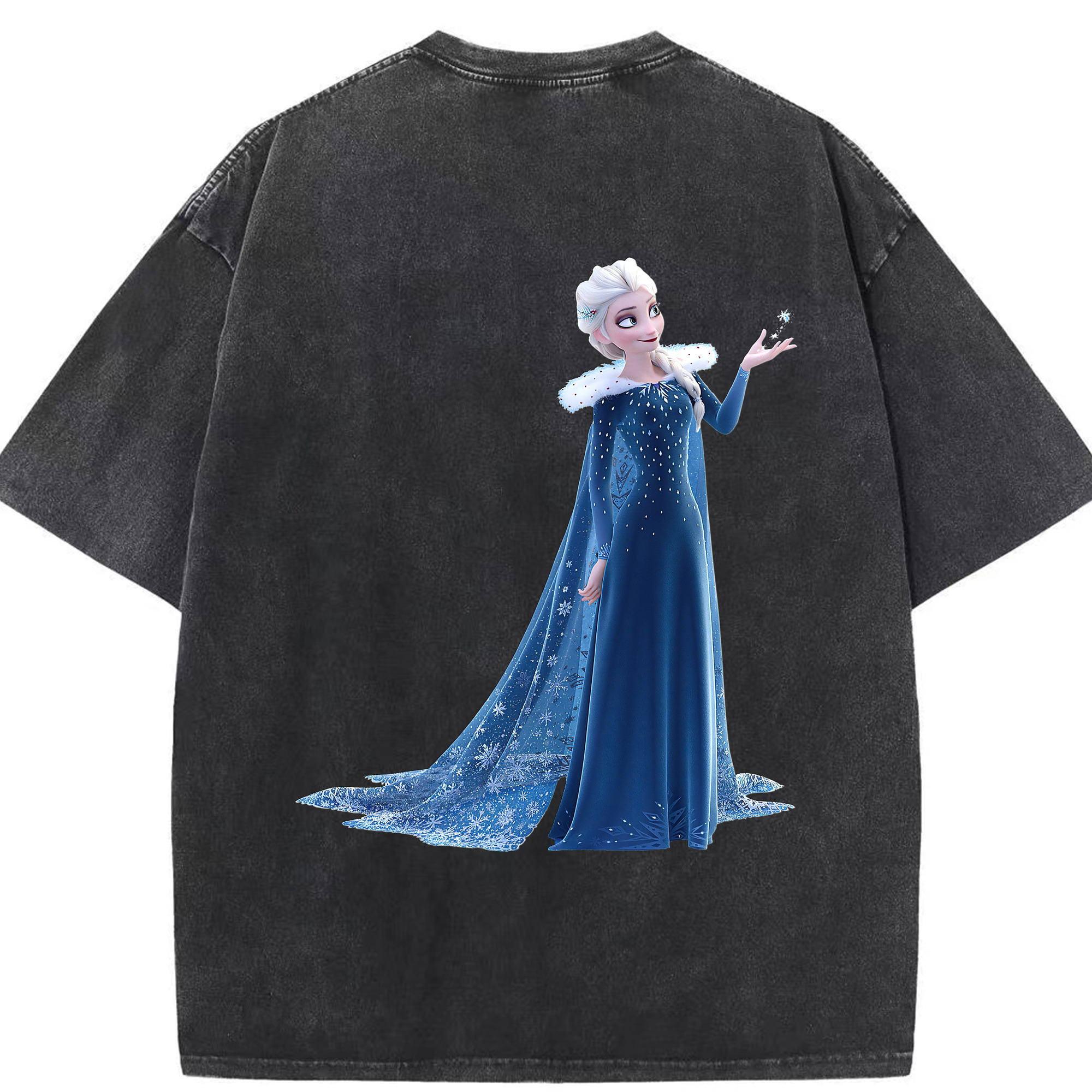 （画像用） アナと雪の女王 アンナ エルサ Frozen Anna Elsa 綿100% ヴィンテージ風 半袖Tシャツ（背面プリント）