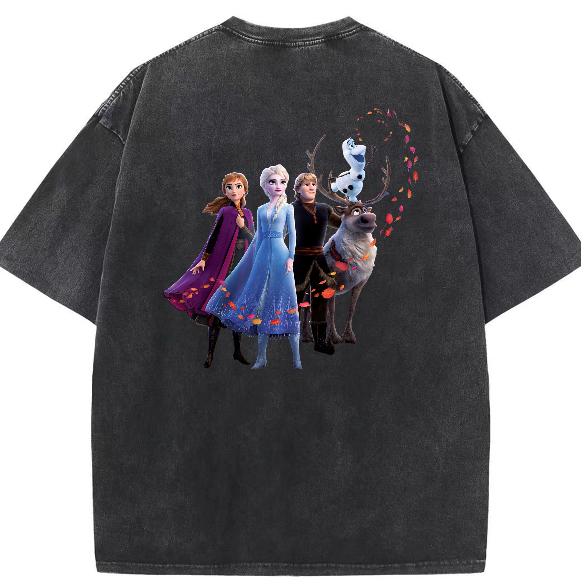 （画像用） アナと雪の女王 アンナ エルサ Frozen Anna Elsa 綿100% ヴィンテージ風 半袖Tシャツ（背面プリント）