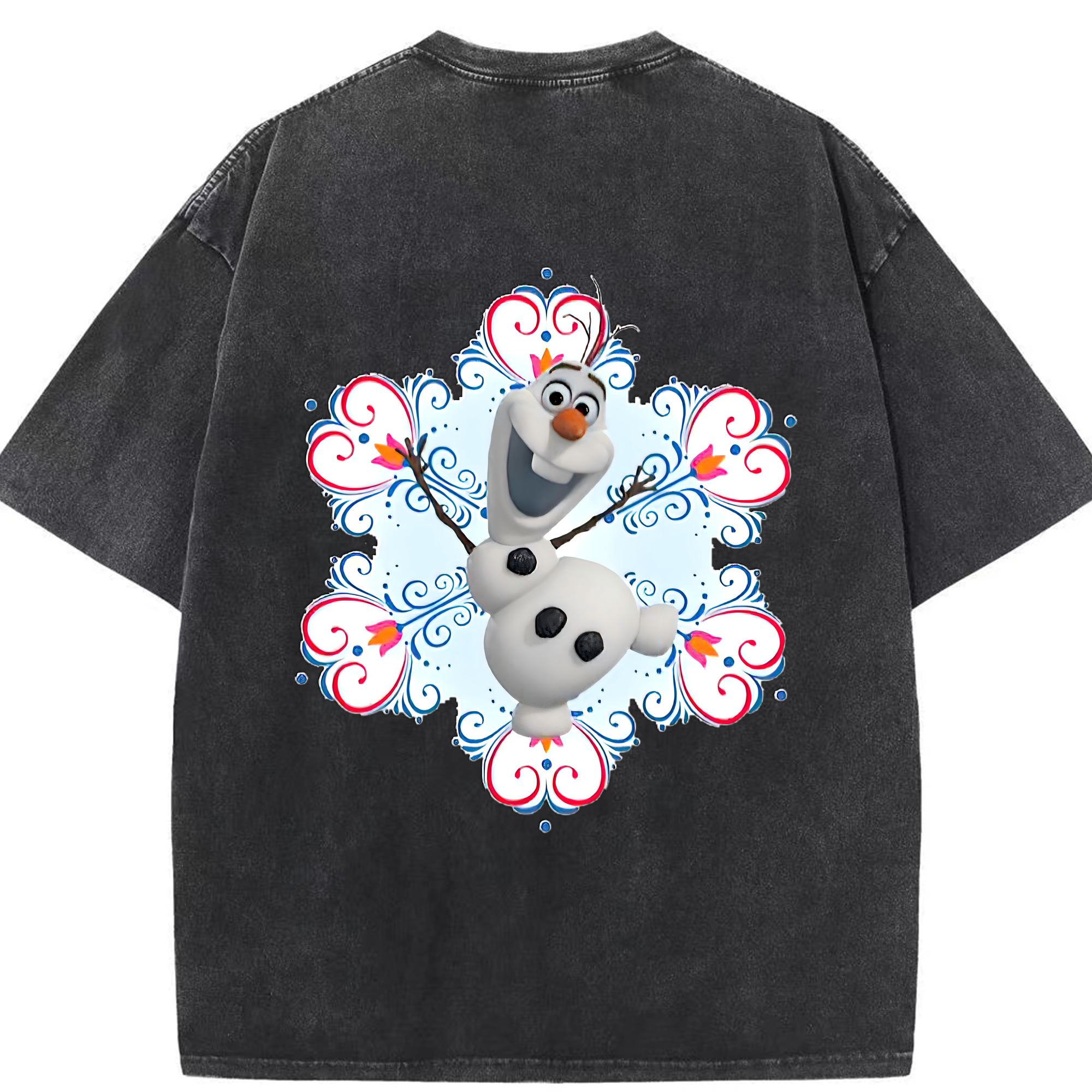（画像用） アナと雪の女王 アンナ エルサ Frozen Anna Elsa 綿100% ヴィンテージ風 半袖Tシャツ（背面プリント）