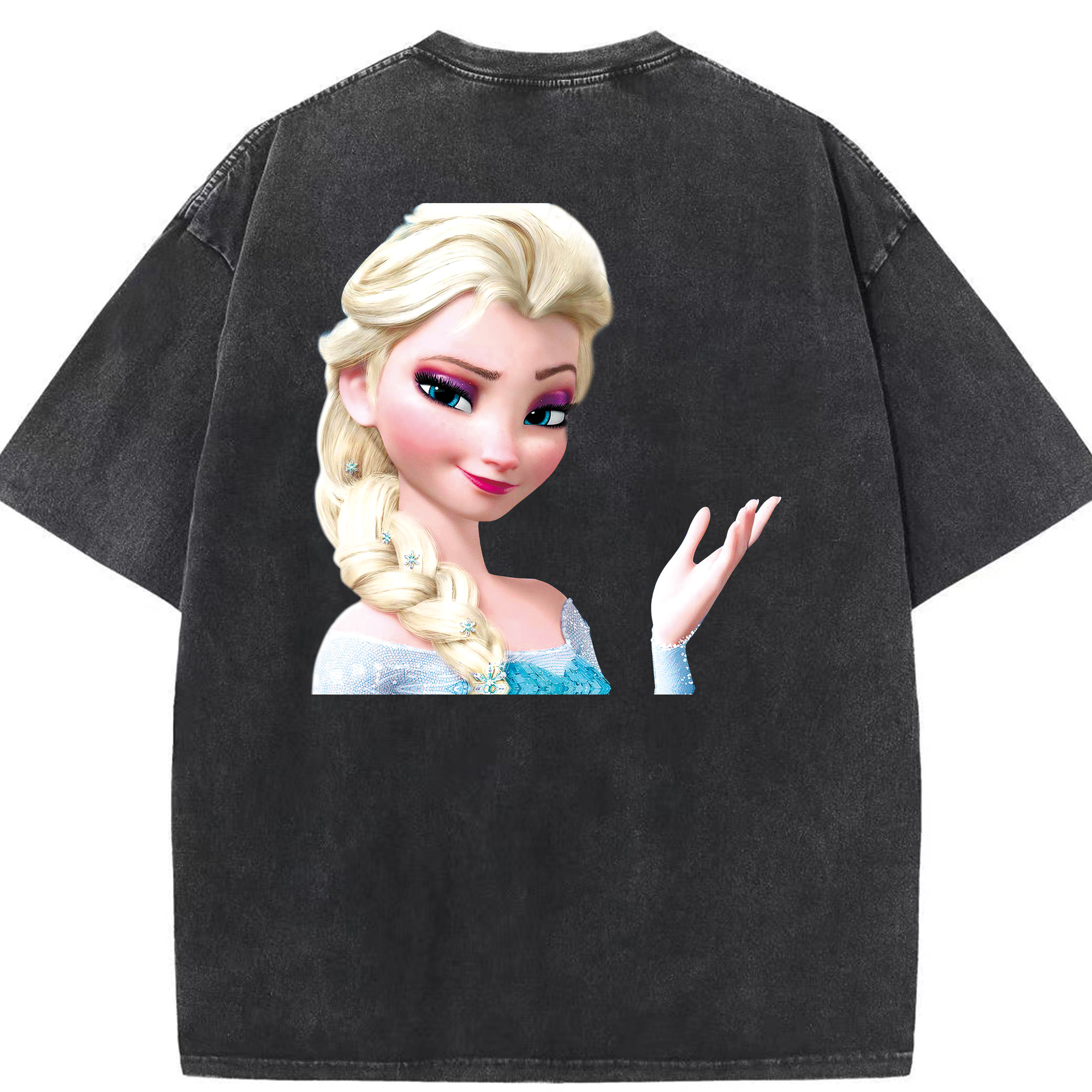 （画像用） アナと雪の女王 アンナ エルサ Frozen Anna Elsa 綿100% ヴィンテージ風 半袖Tシャツ（背面プリント）