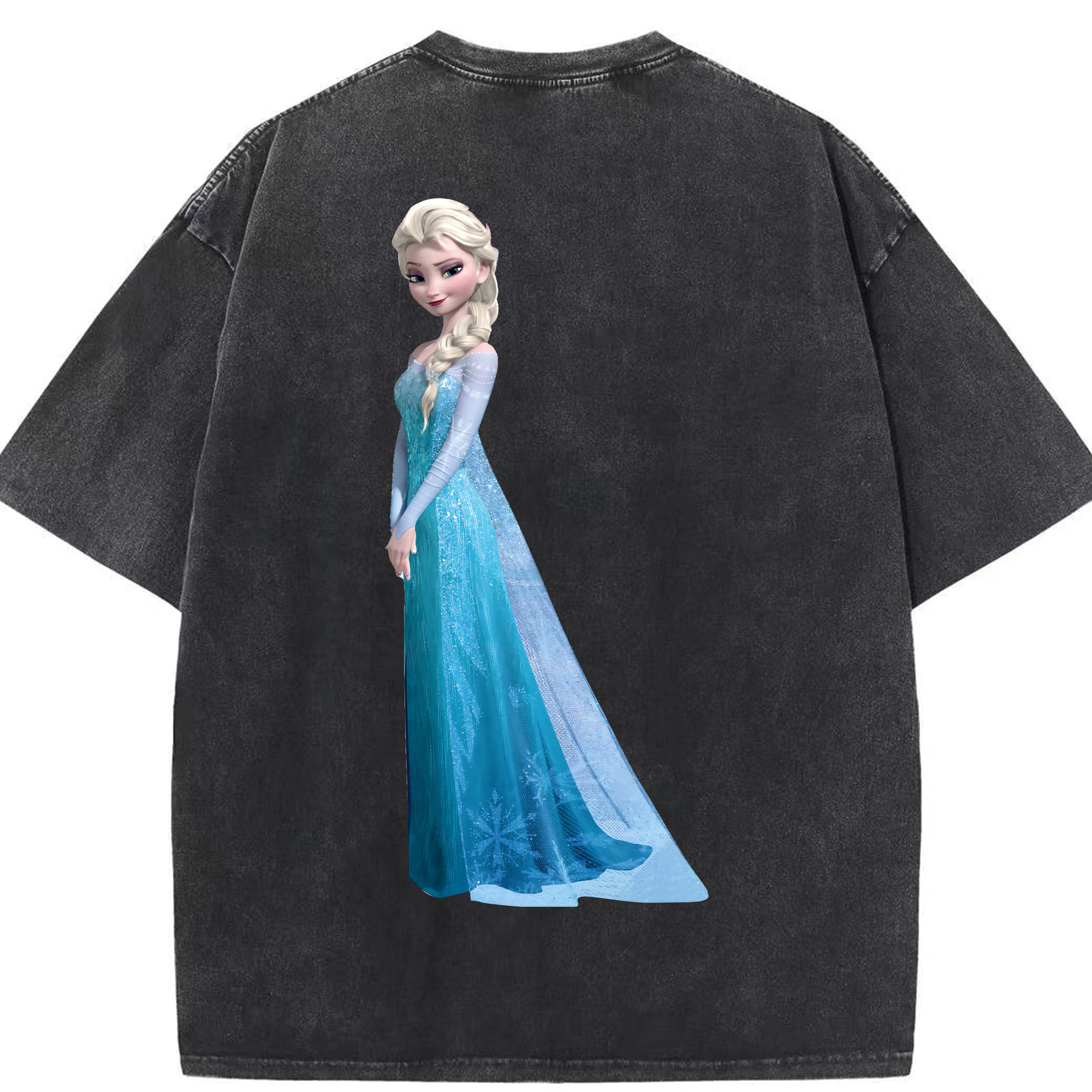 （画像用） アナと雪の女王 アンナ エルサ Frozen Anna Elsa 綿100% ヴィンテージ風 半袖Tシャツ（背面プリント）