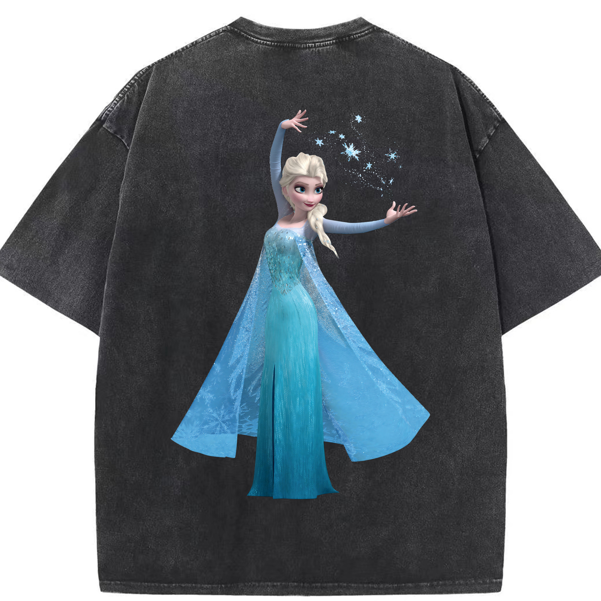 （画像用） アナと雪の女王 アンナ エルサ Frozen Anna Elsa 綿100% ヴィンテージ風 半袖Tシャツ（背面プリント）