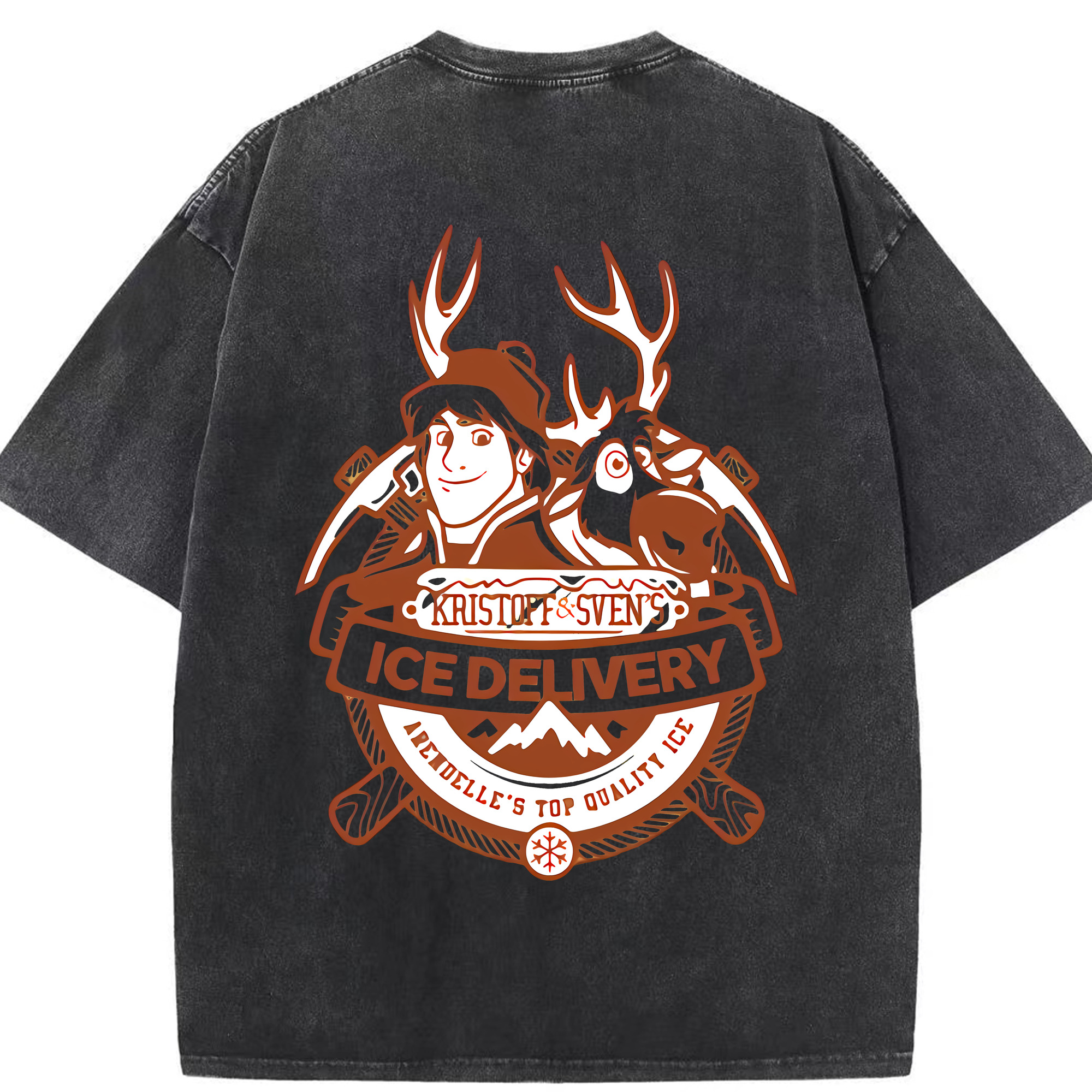 （画像用） アナと雪の女王 アンナ エルサ Frozen Anna Elsa 綿100% ヴィンテージ風 半袖Tシャツ（背面プリント）