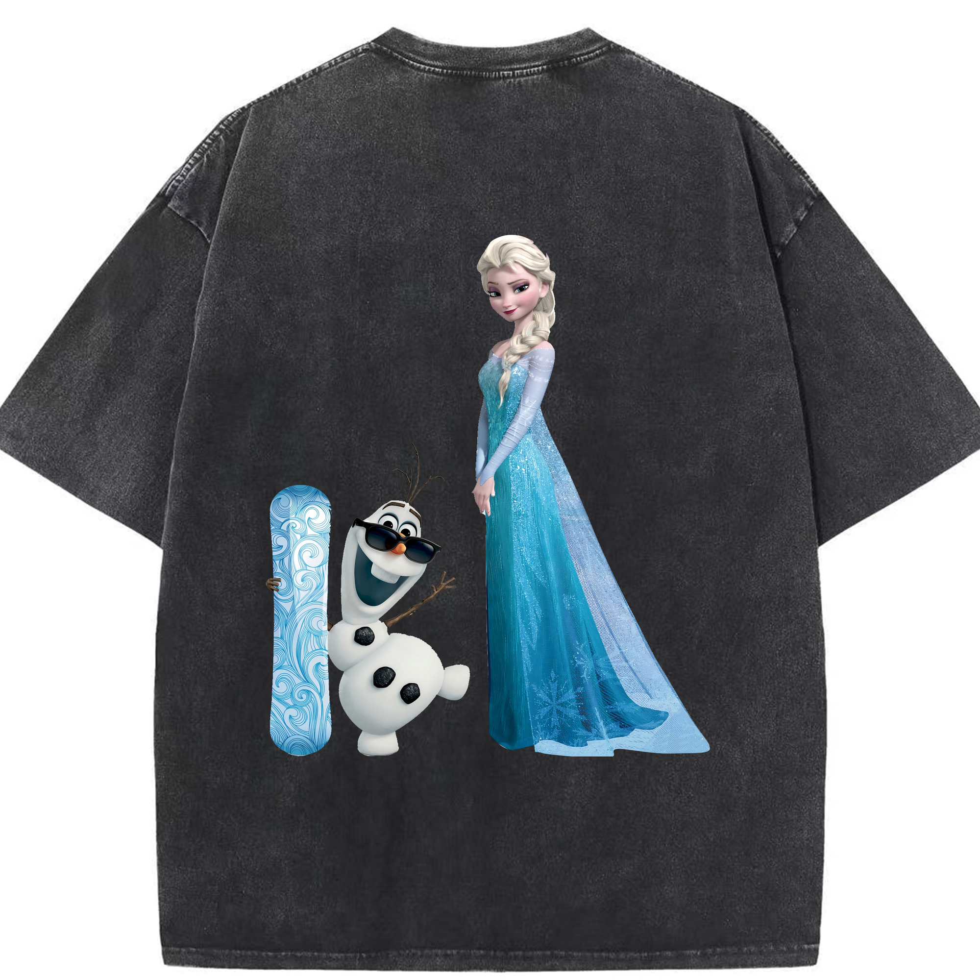 （画像用） アナと雪の女王 アンナ エルサ Frozen Anna Elsa 綿100% ヴィンテージ風 半袖Tシャツ（背面プリント）