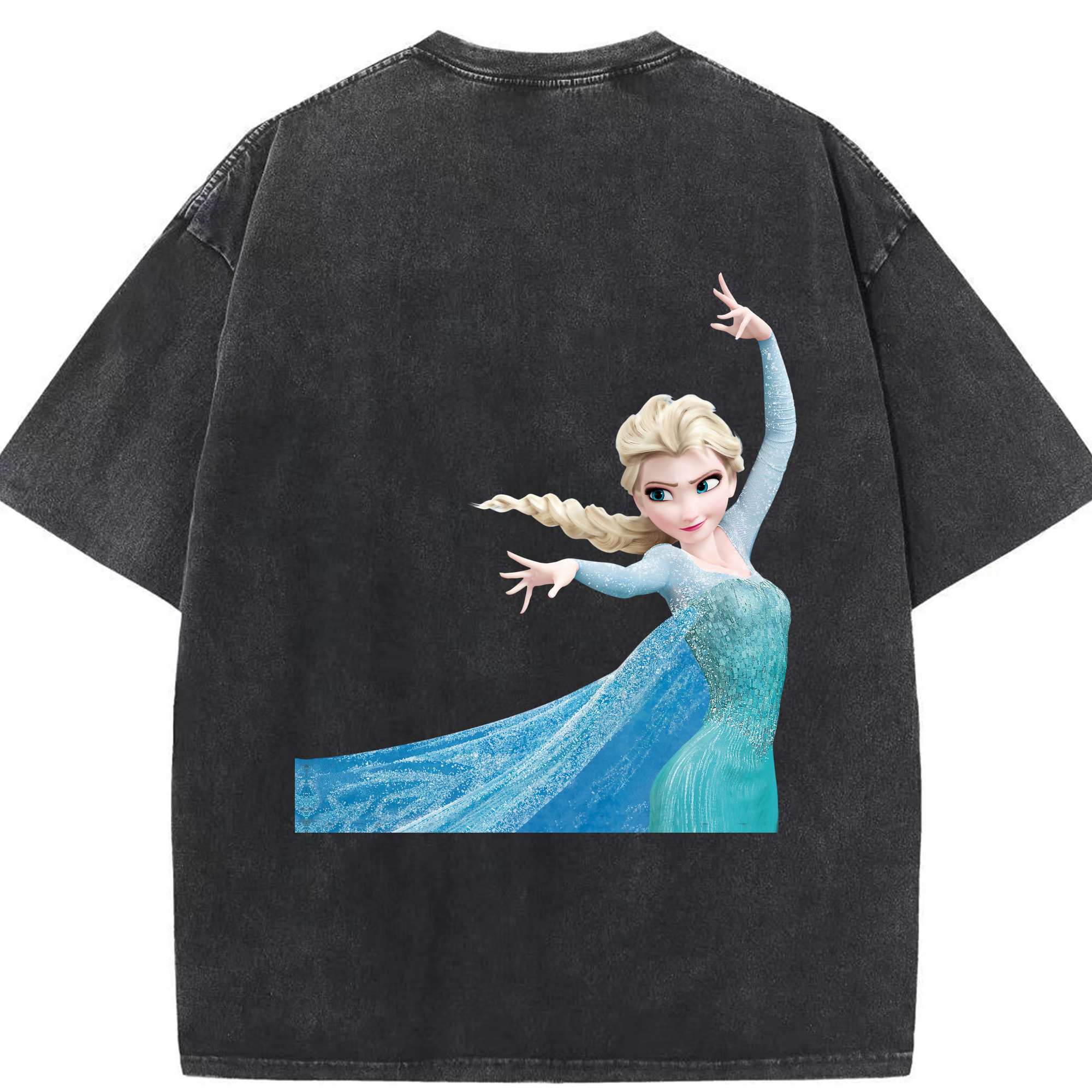 （画像用） アナと雪の女王 アンナ エルサ Frozen Anna Elsa 綿100% ヴィンテージ風 半袖Tシャツ（背面プリント）