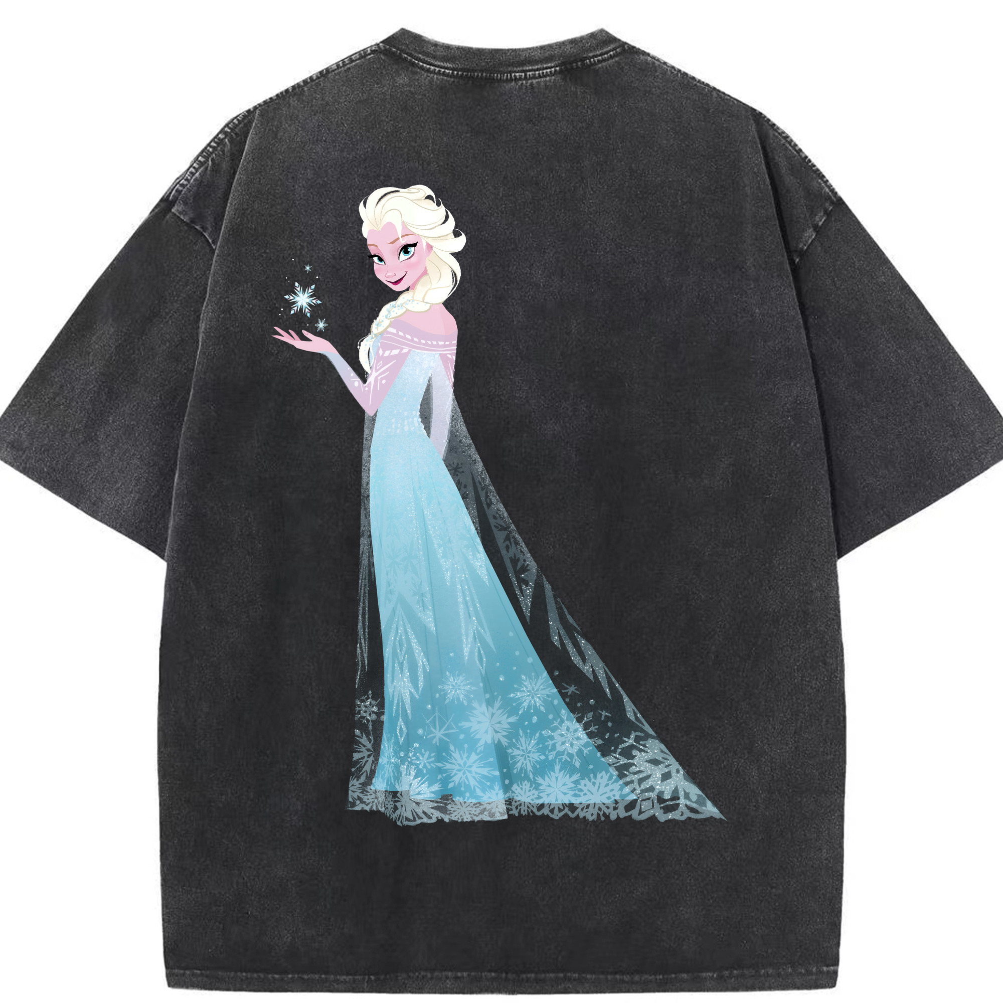 （画像用） アナと雪の女王 アンナ エルサ Frozen Anna Elsa 綿100% ヴィンテージ風 半袖Tシャツ（背面プリント）