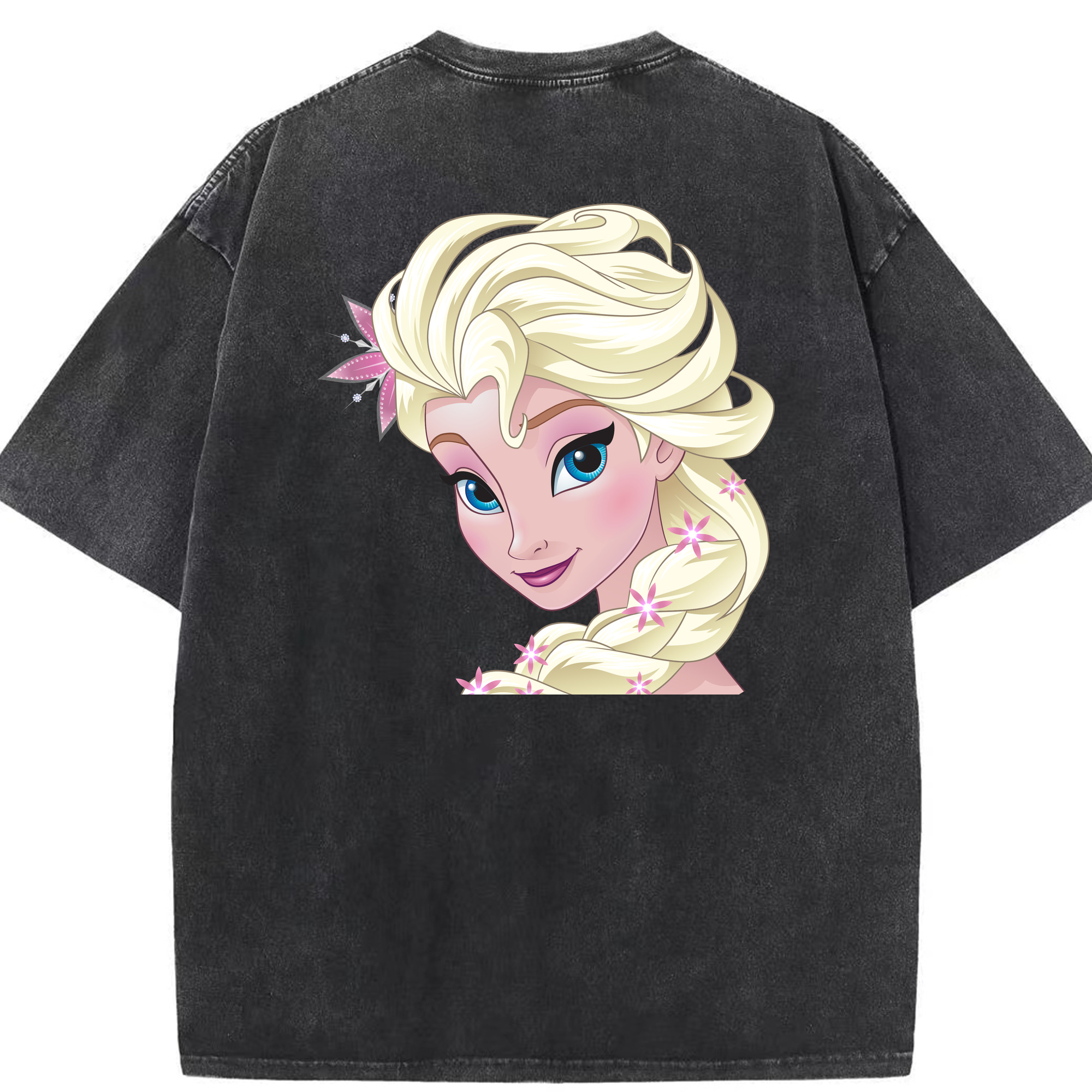 （画像用） アナと雪の女王 アンナ エルサ Frozen Anna Elsa 綿100% ヴィンテージ風 半袖Tシャツ（背面プリント）