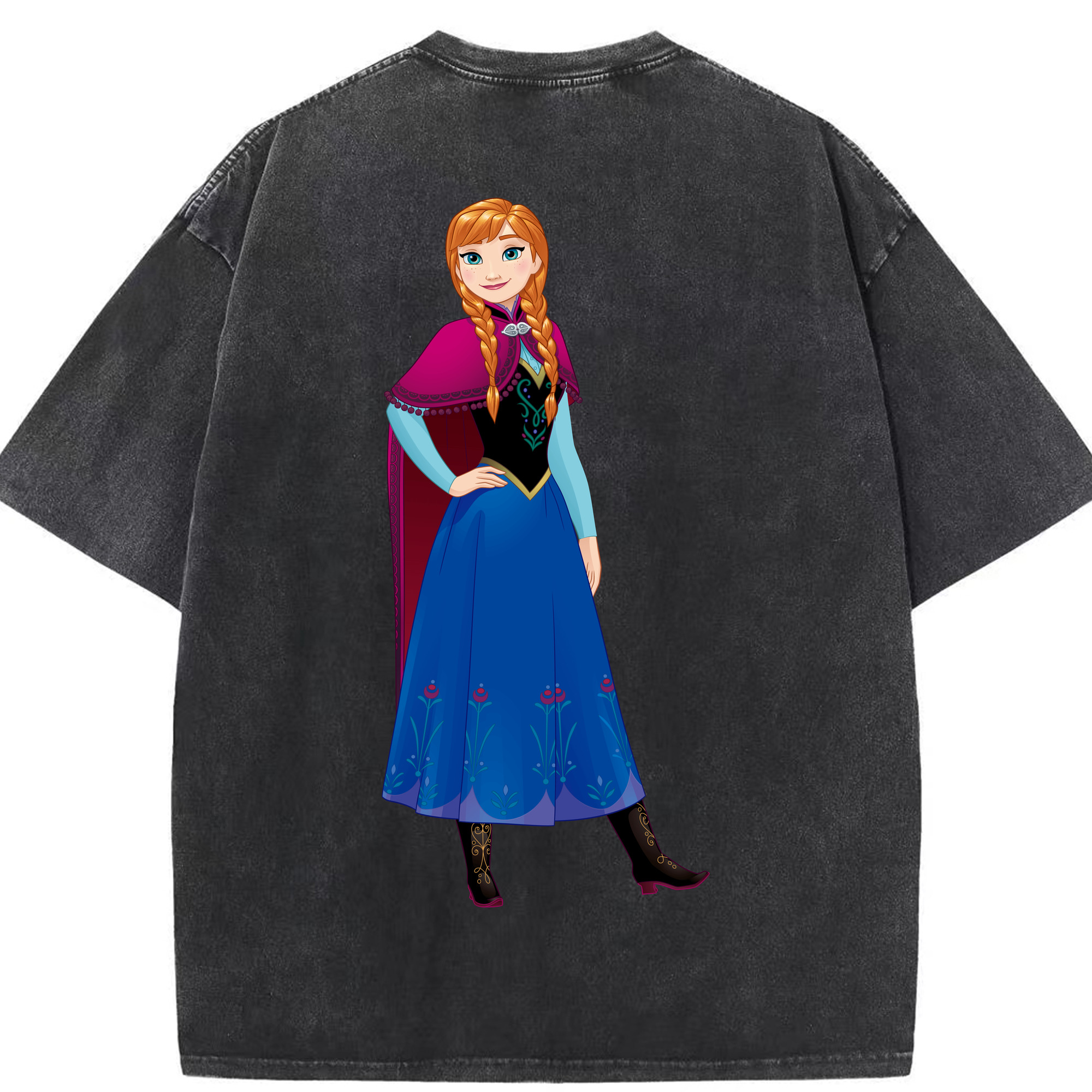 （画像用） アナと雪の女王 アンナ エルサ Frozen Anna Elsa 綿100% ヴィンテージ風 半袖Tシャツ（背面プリント）