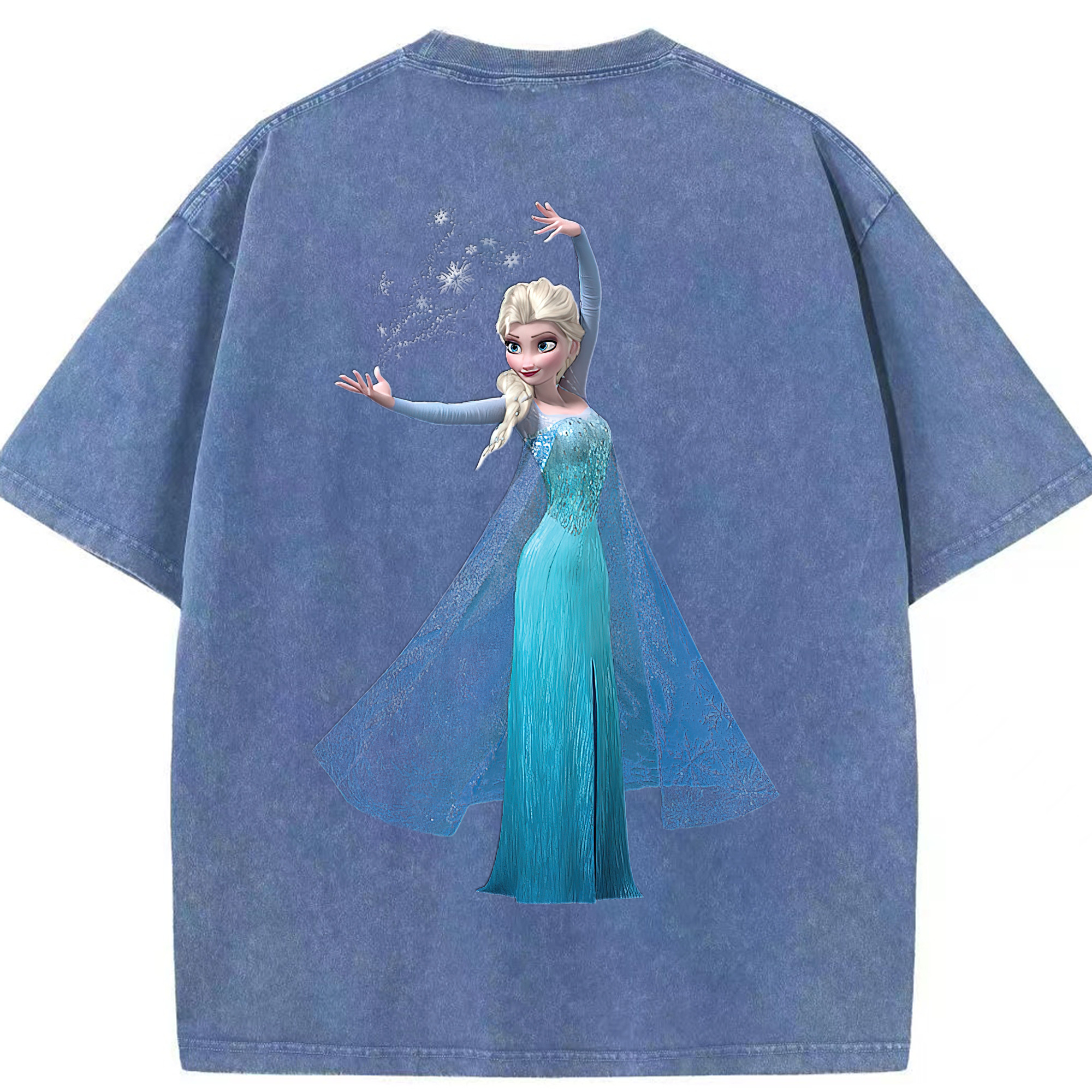 （画像用） アナと雪の女王 アンナ エルサ Frozen Anna Elsa 綿100% ヴィンテージ風 半袖Tシャツ（背面プリント）