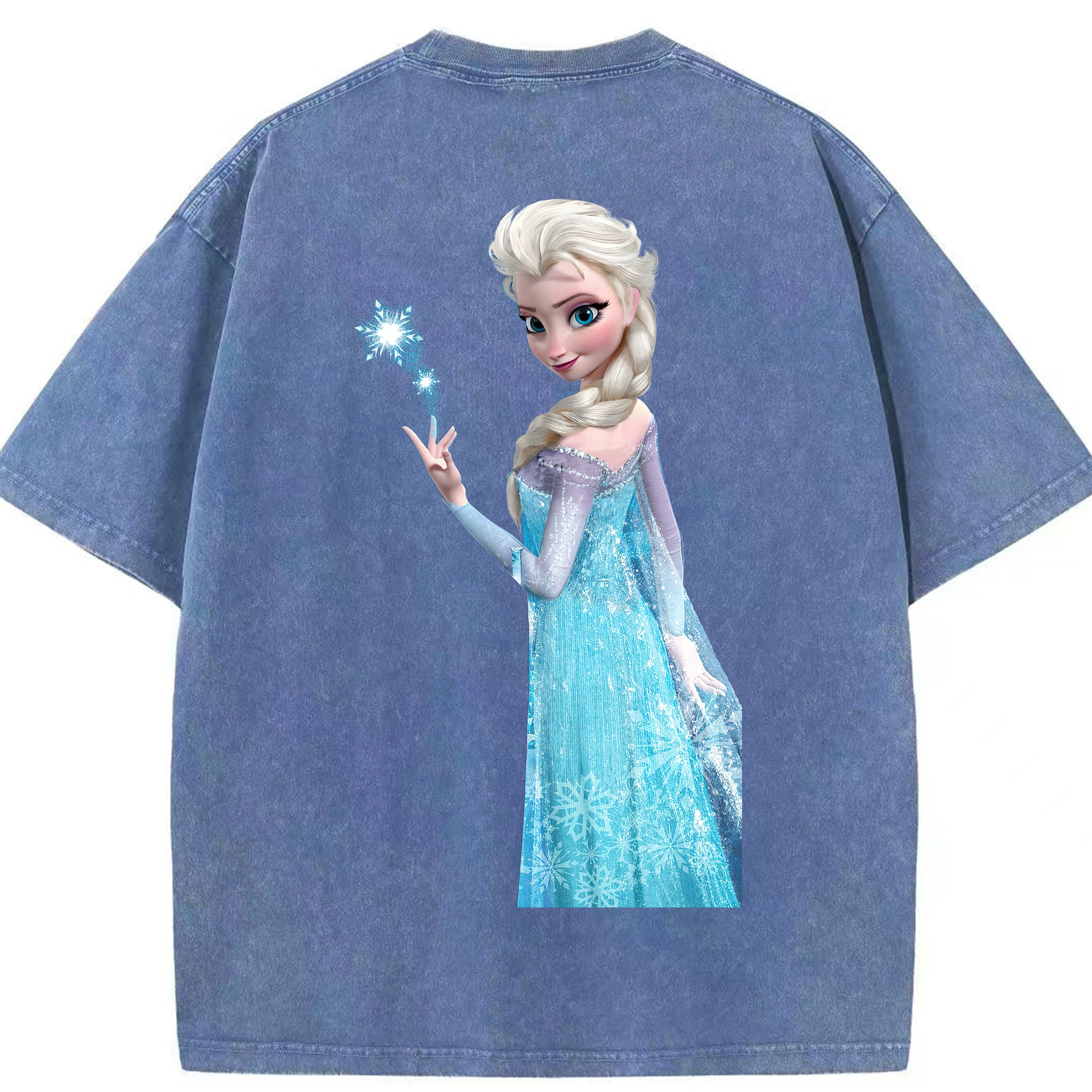（画像用） アナと雪の女王 アンナ エルサ Frozen Anna Elsa 綿100% ヴィンテージ風 半袖Tシャツ（背面プリント）
