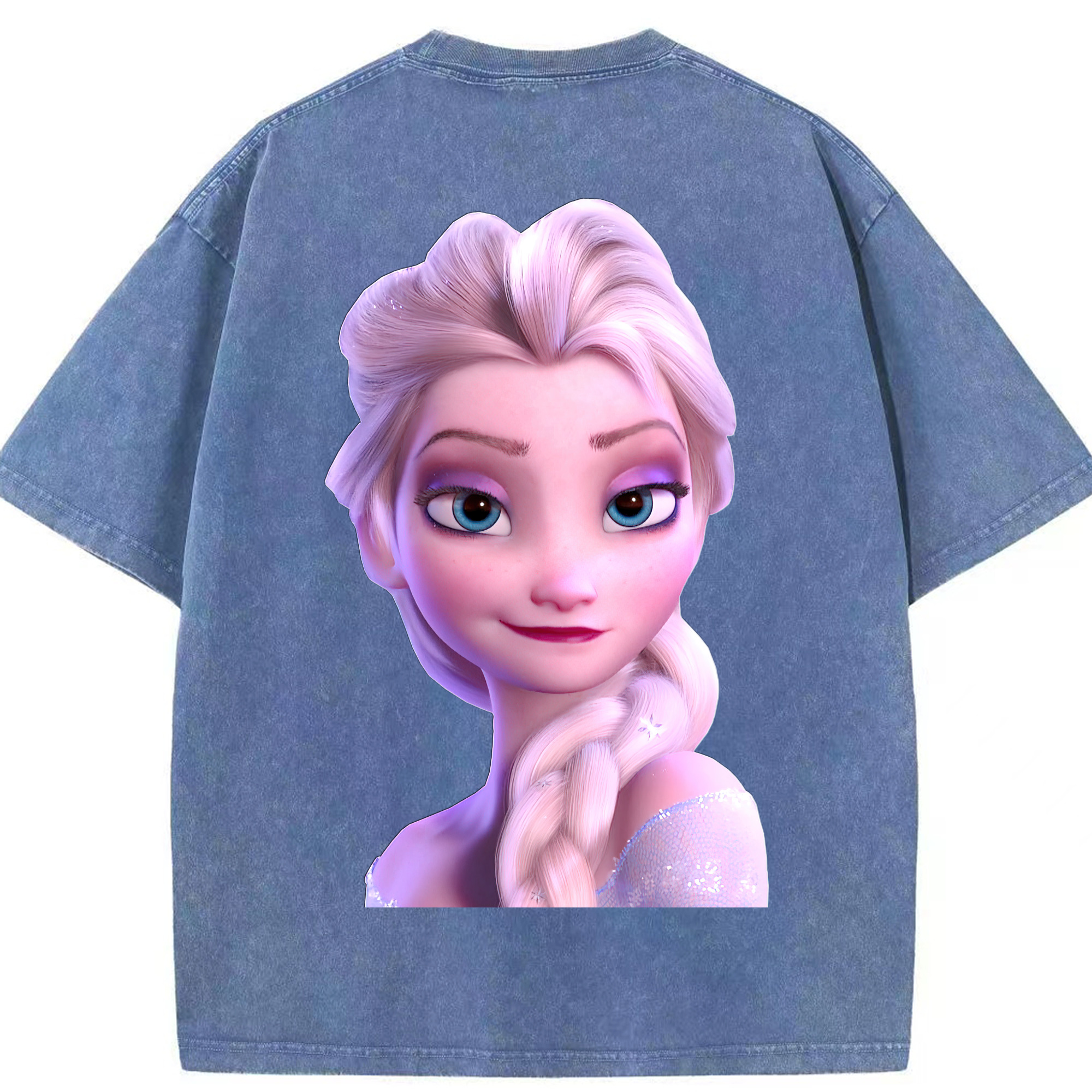 （画像用） アナと雪の女王 アンナ エルサ Frozen Anna Elsa 綿100% ヴィンテージ風 半袖Tシャツ（背面プリント）