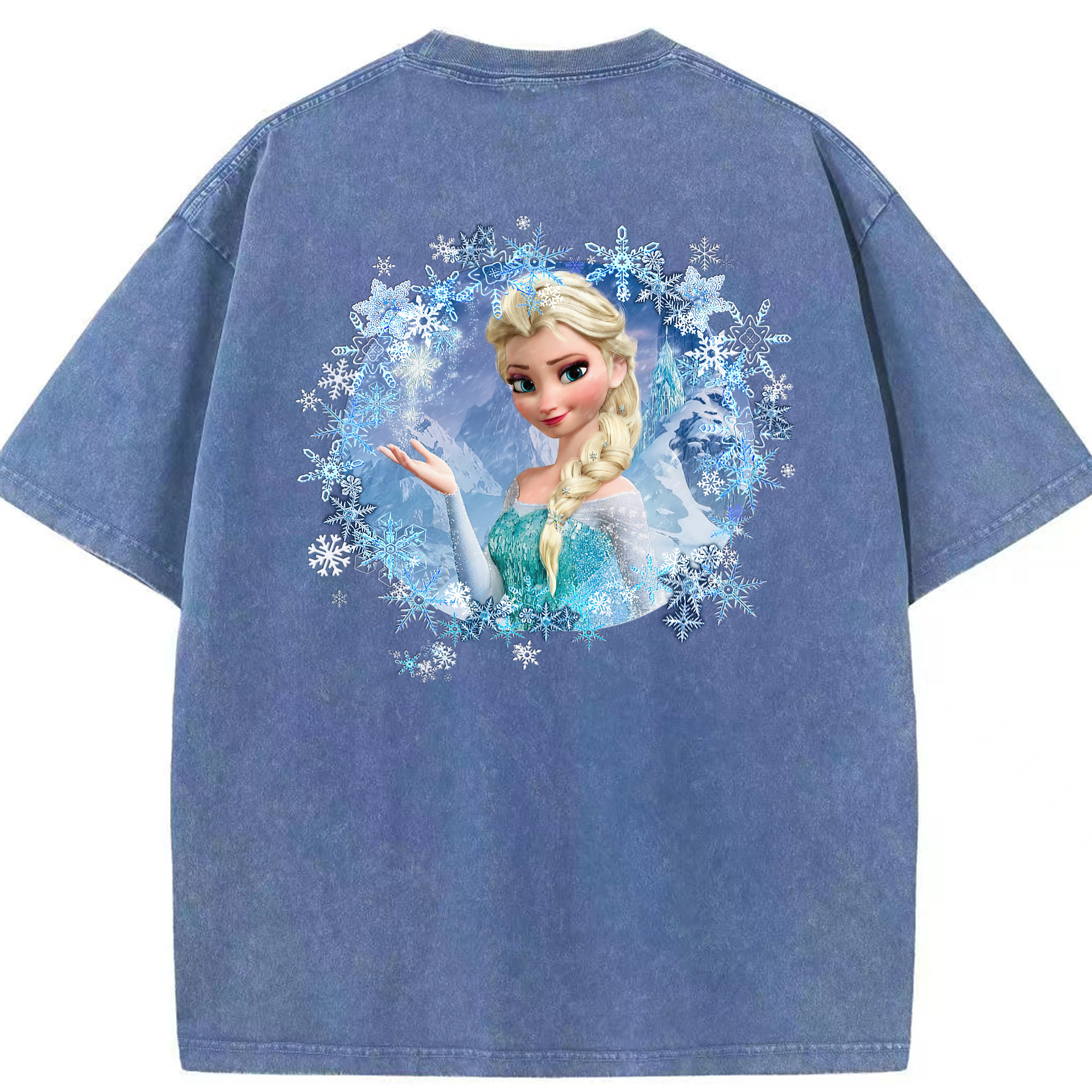 （画像用） アナと雪の女王 アンナ エルサ Frozen Anna Elsa 綿100% ヴィンテージ風 半袖Tシャツ（背面プリント）
